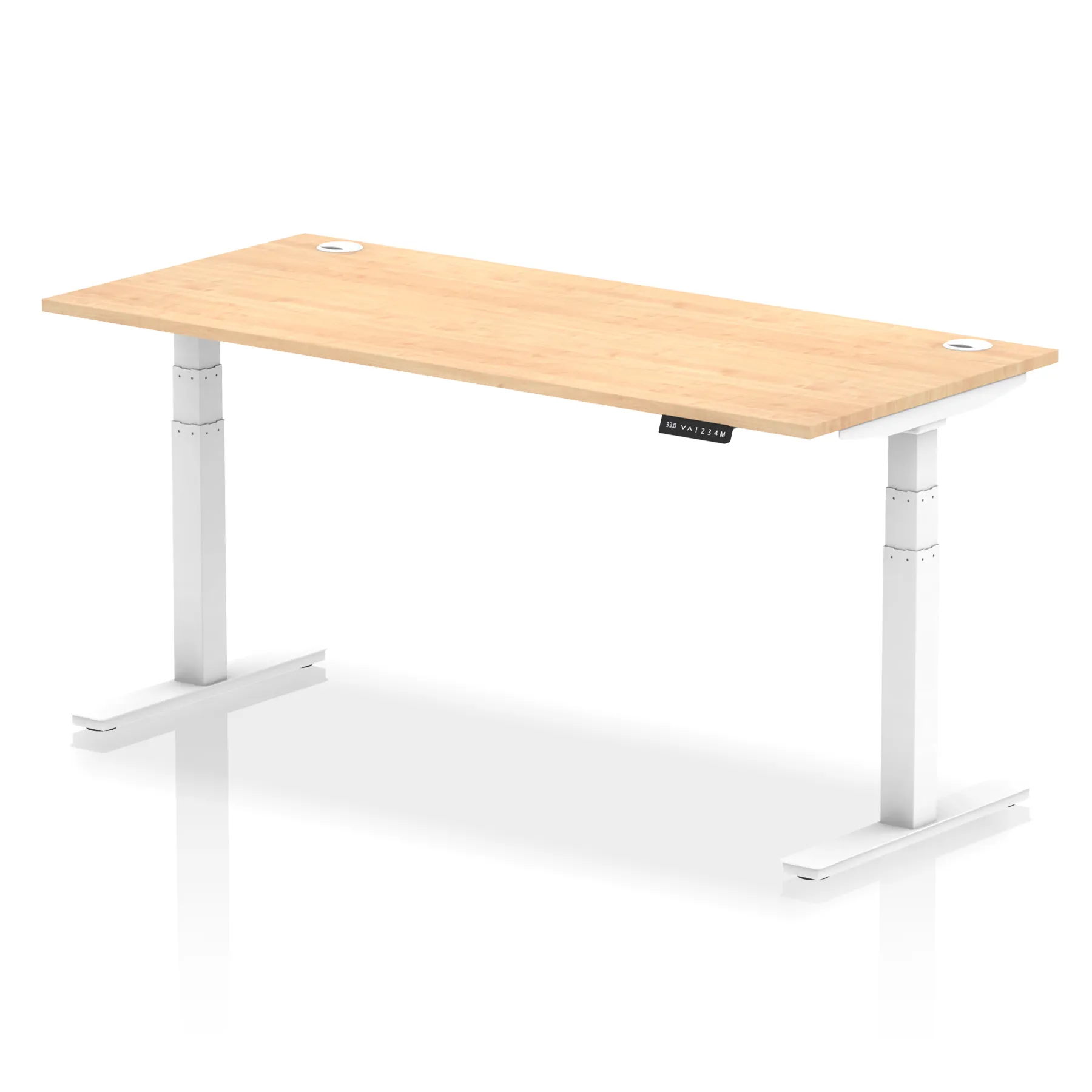 DW Electric Sit-Stand Desk, 1800, Maple, White, Dual Motor