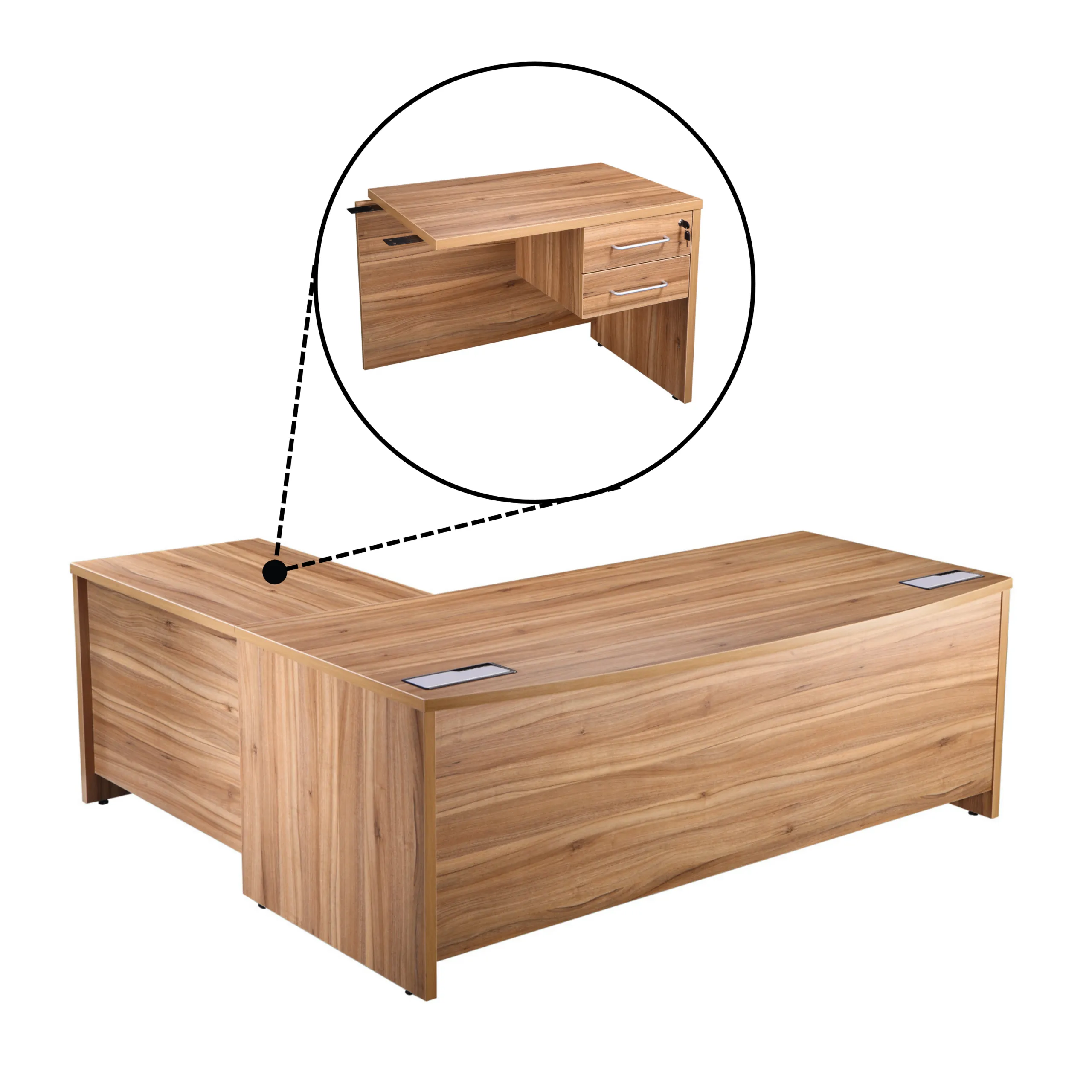 Cambio Executive Desk, Bow Fronted, 1800, Right Handed, With Fixed Pedestal
