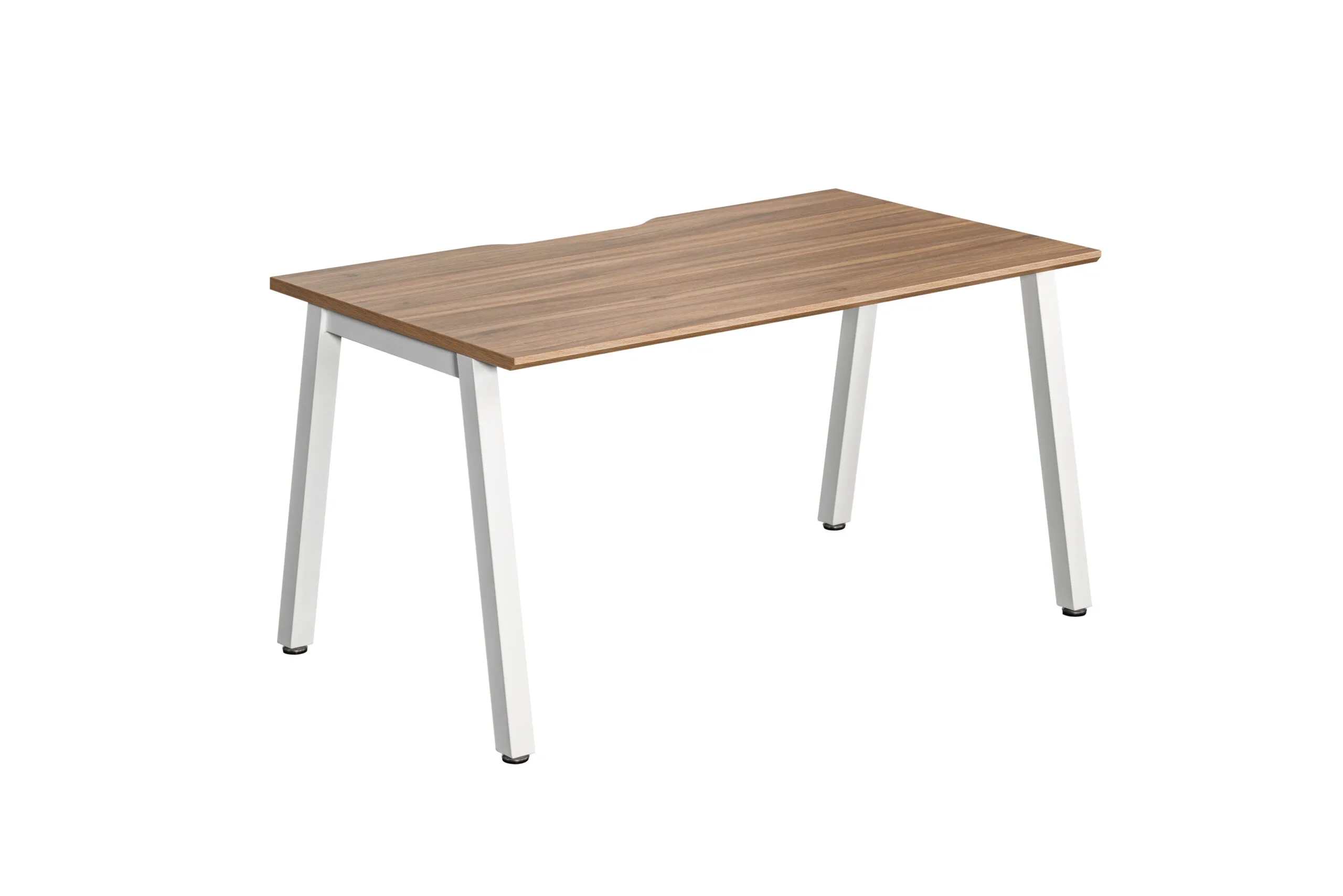 A-Frame Single Bench Desk, 1200, American Black Walnut, White