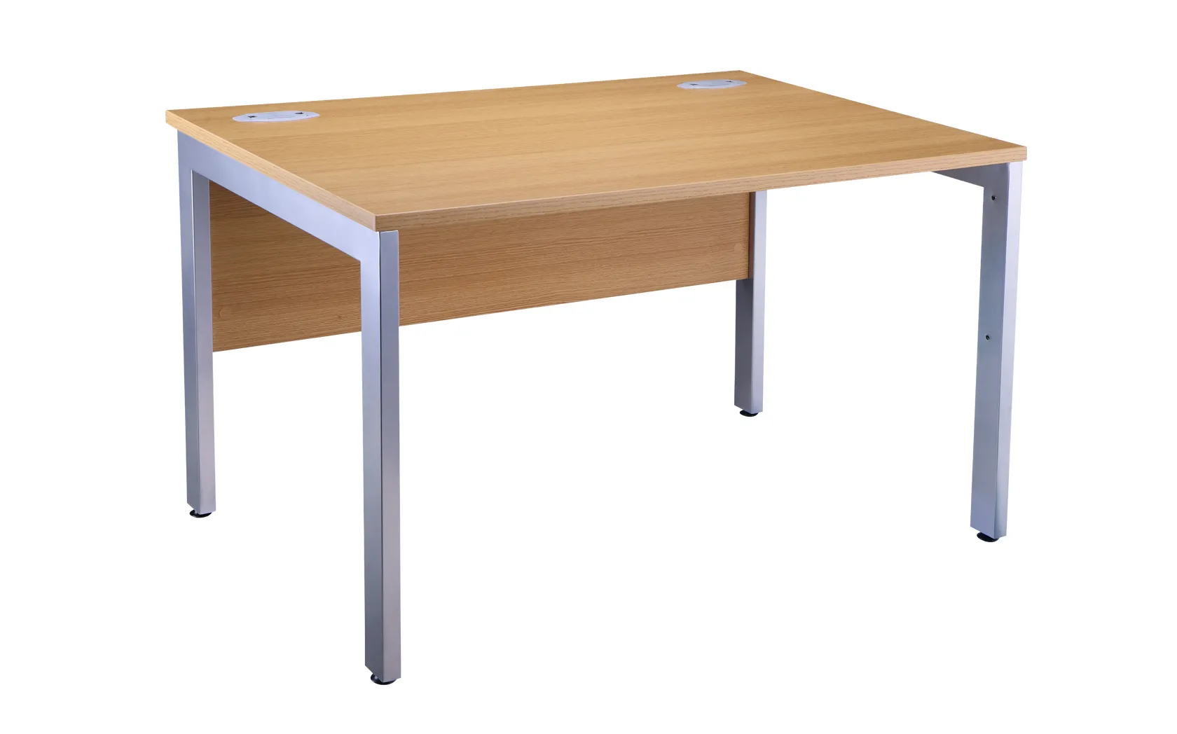 Cambio Single Bench Desk, 1200, Light Oak, Silver