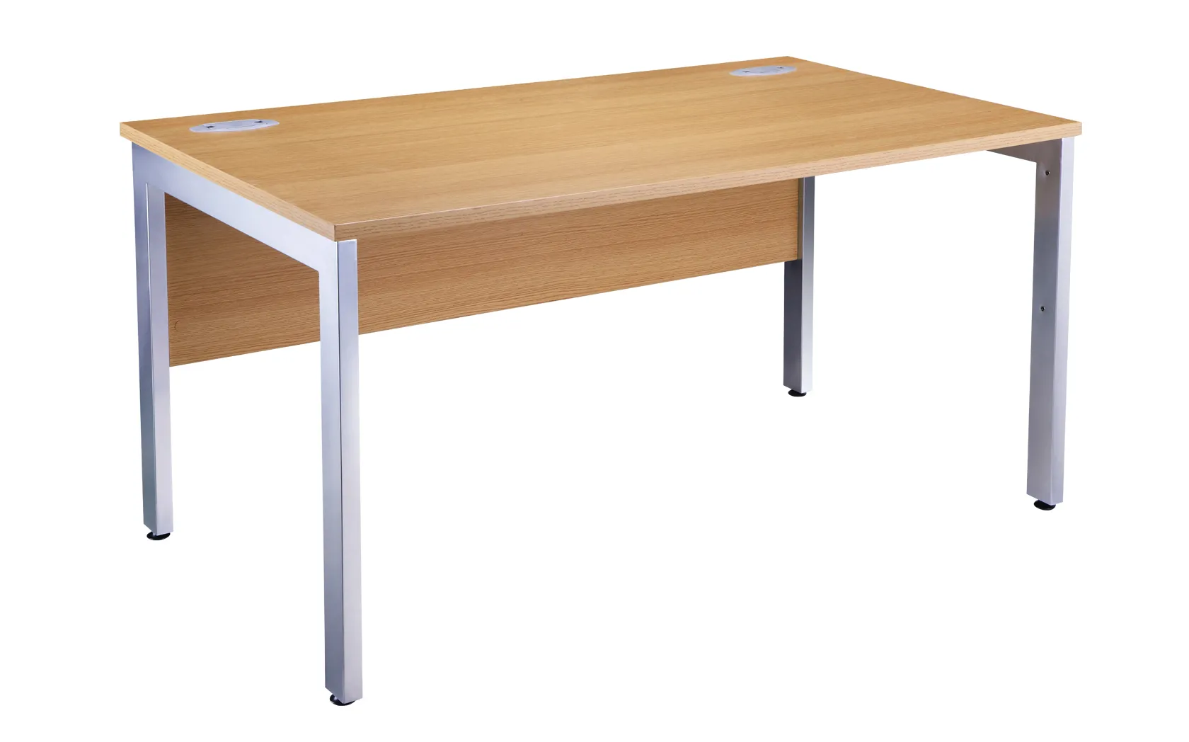 Cambio Single Bench Desk, 1400, Light Oak, Silver