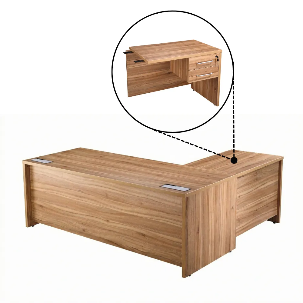 Cambio Executive Desk, Rectangular, 1800, Left Handed, With Fixed Pedestal