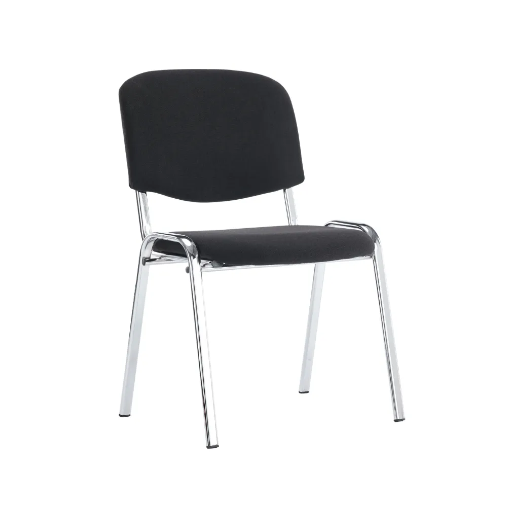 Club Meeting Chair, Black Fabric, Chrome