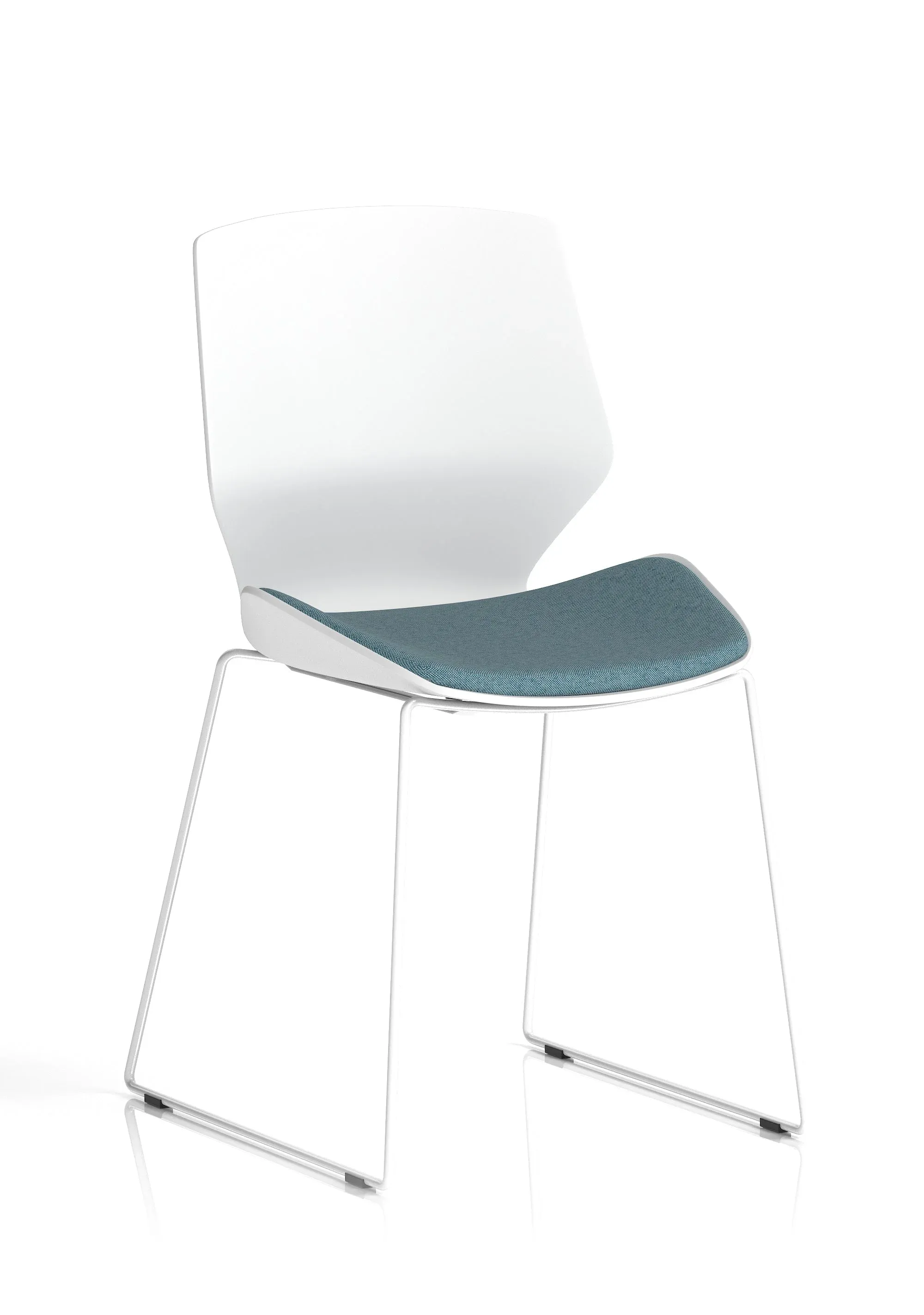 Florence Sled White Frame Fabric Seat Visitor Chair