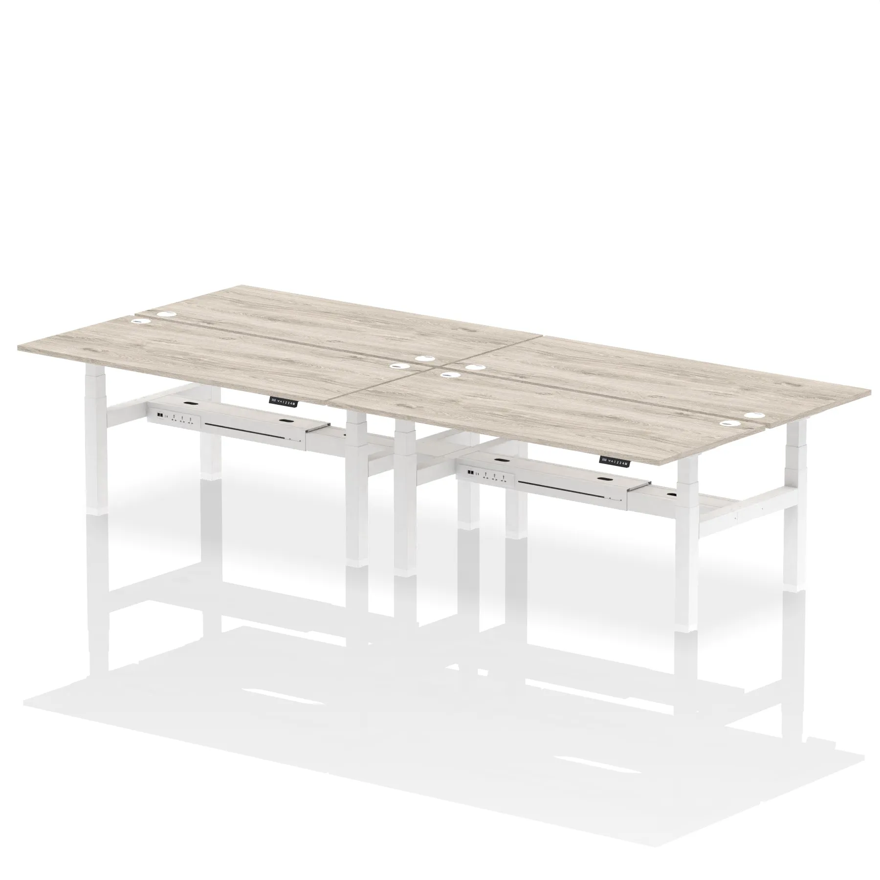 Air Back-to-Back Height Adjustable Bench Desk - 4 Person