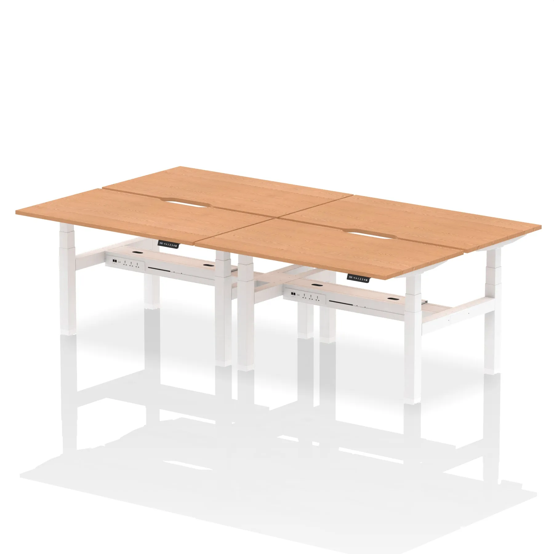 Air Back-to-Back Scalloped Edge Height Adjustable Bench Desk - 4 Person