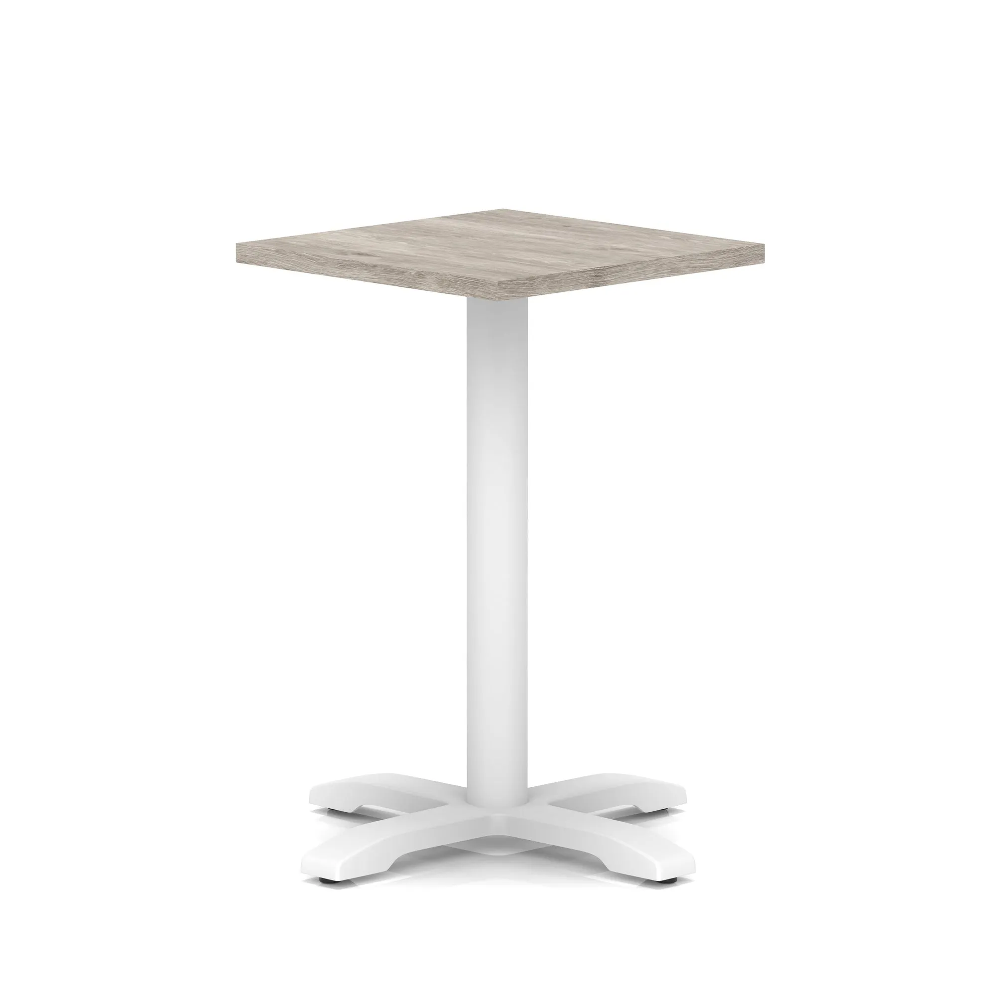 Italia Square Poseur Table With Cross Base White Leg