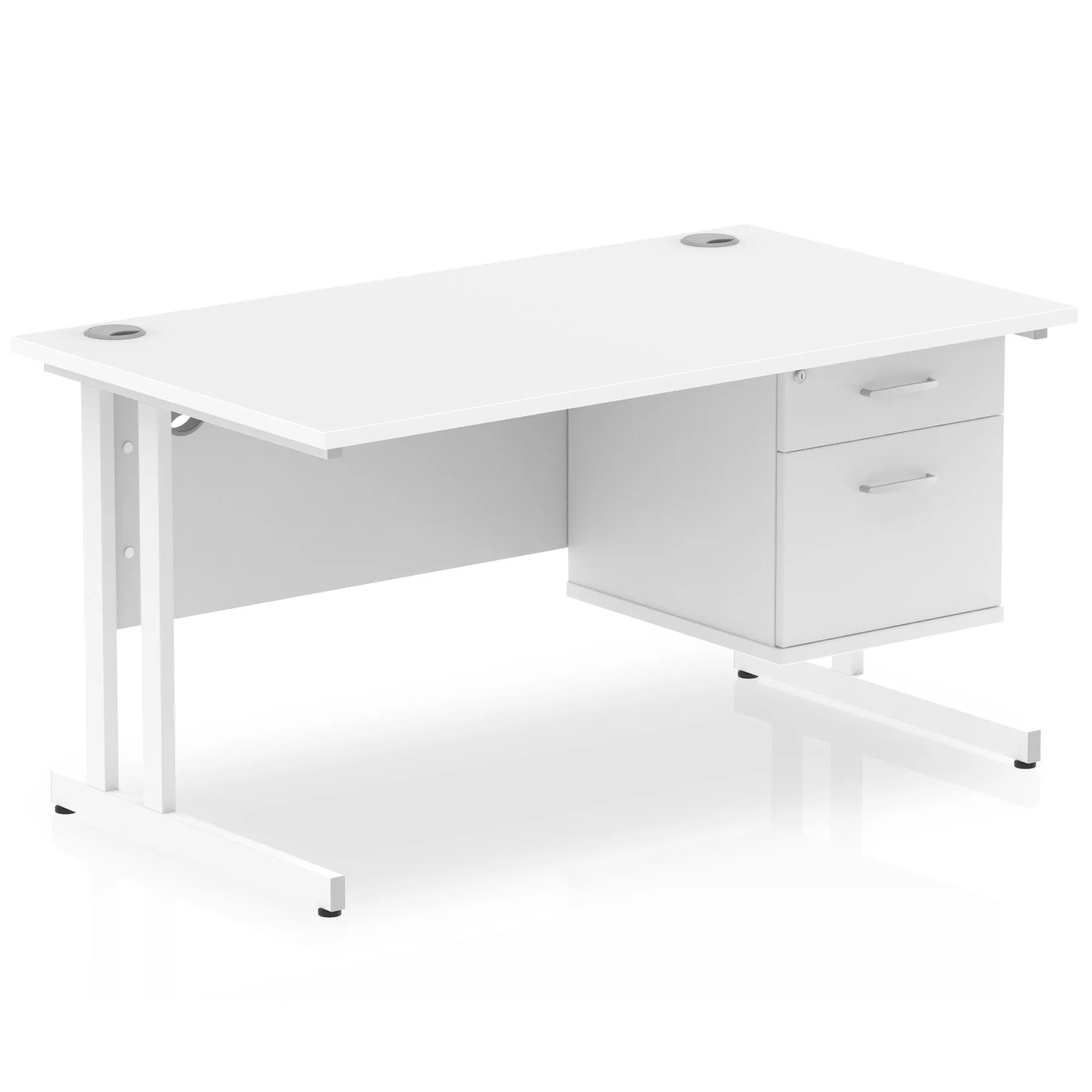 Impulse 1400mm Cantilever Straight Desk With Single Fixed Pedestal