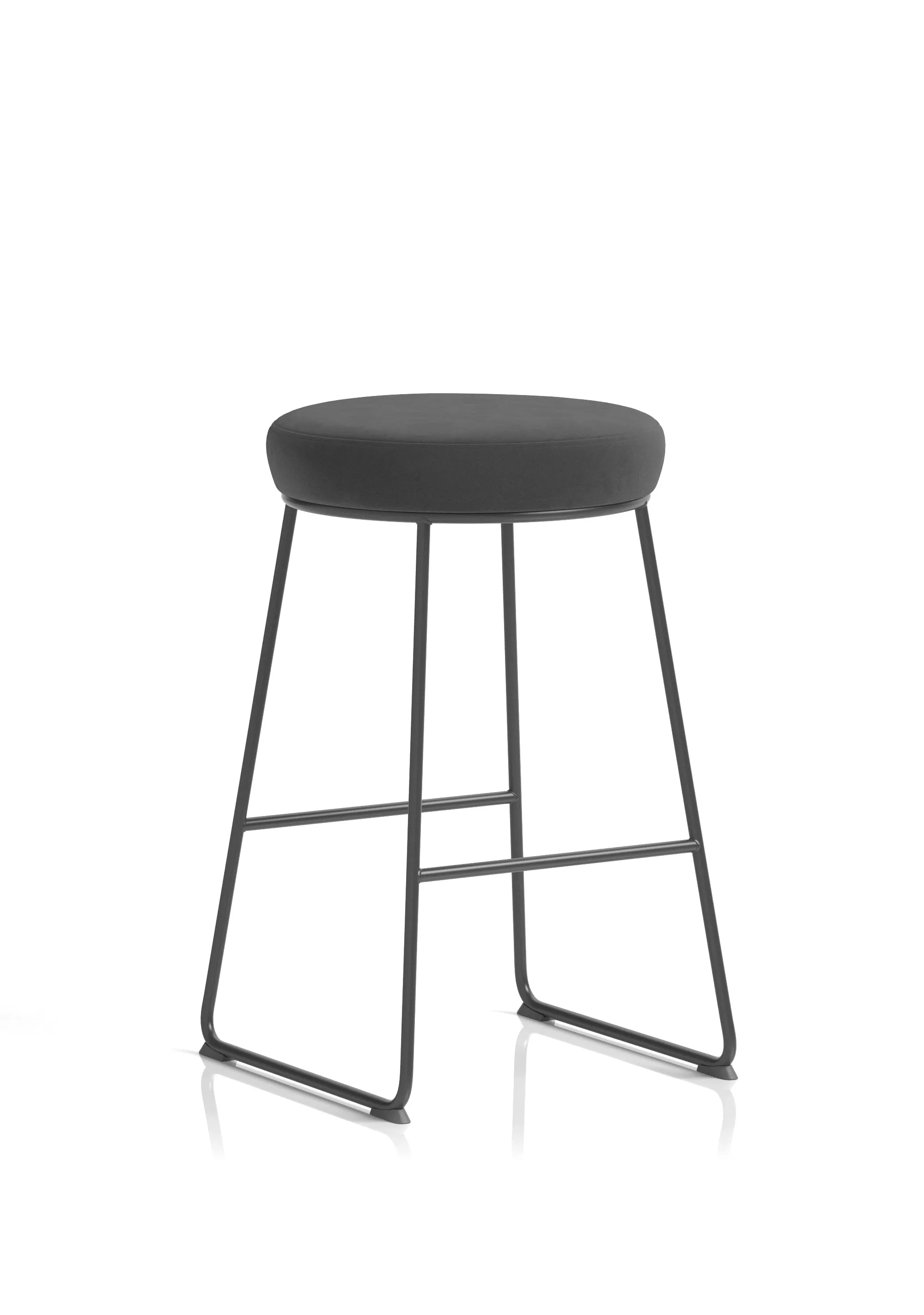 EE - Turin Black Frame Fabric Seat Stool Chair