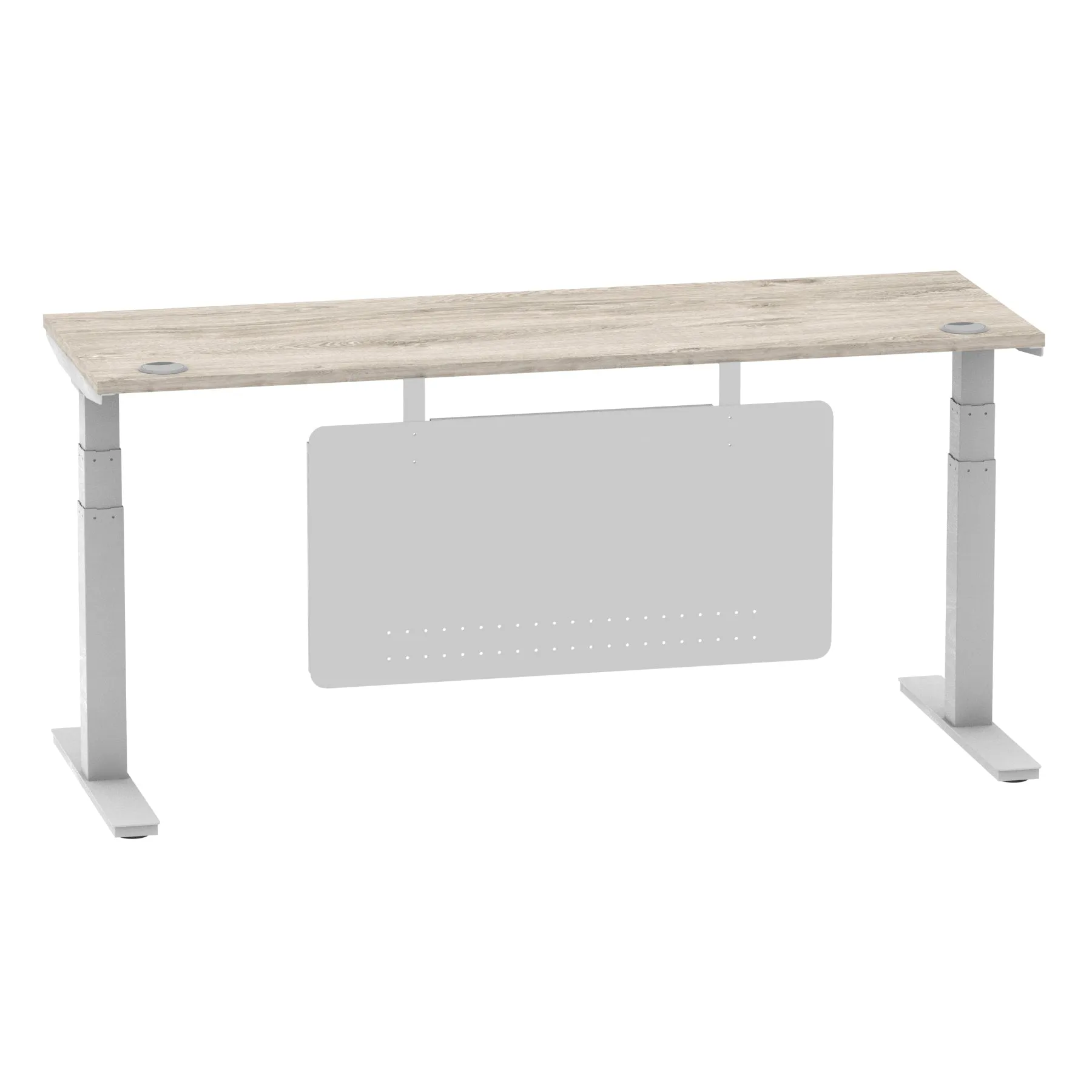 EE - Air Height Adjustable Slimline Desk With Cable Ports With Steel Modesty Panel