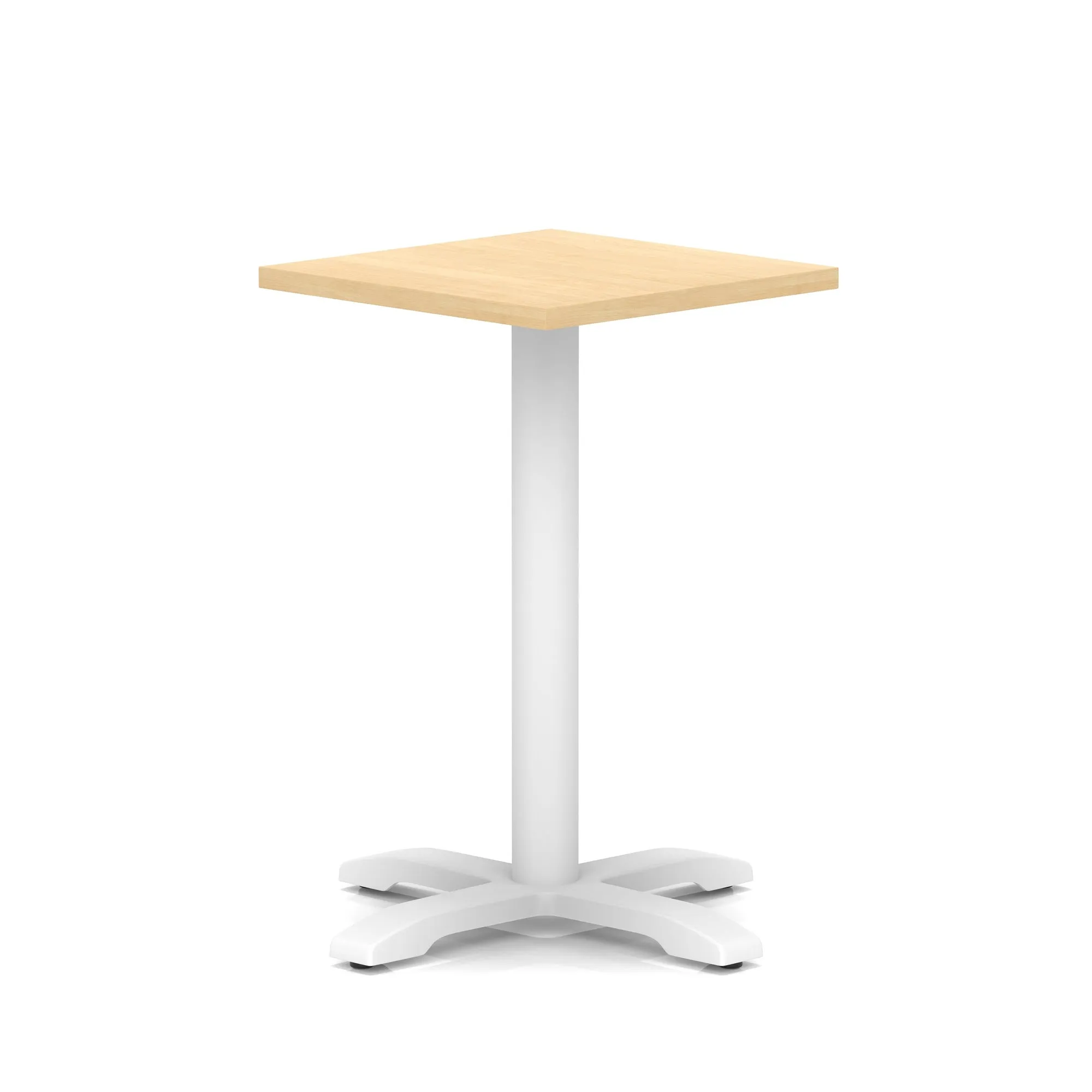 Italia Square Poseur Table With Cross Base White Leg