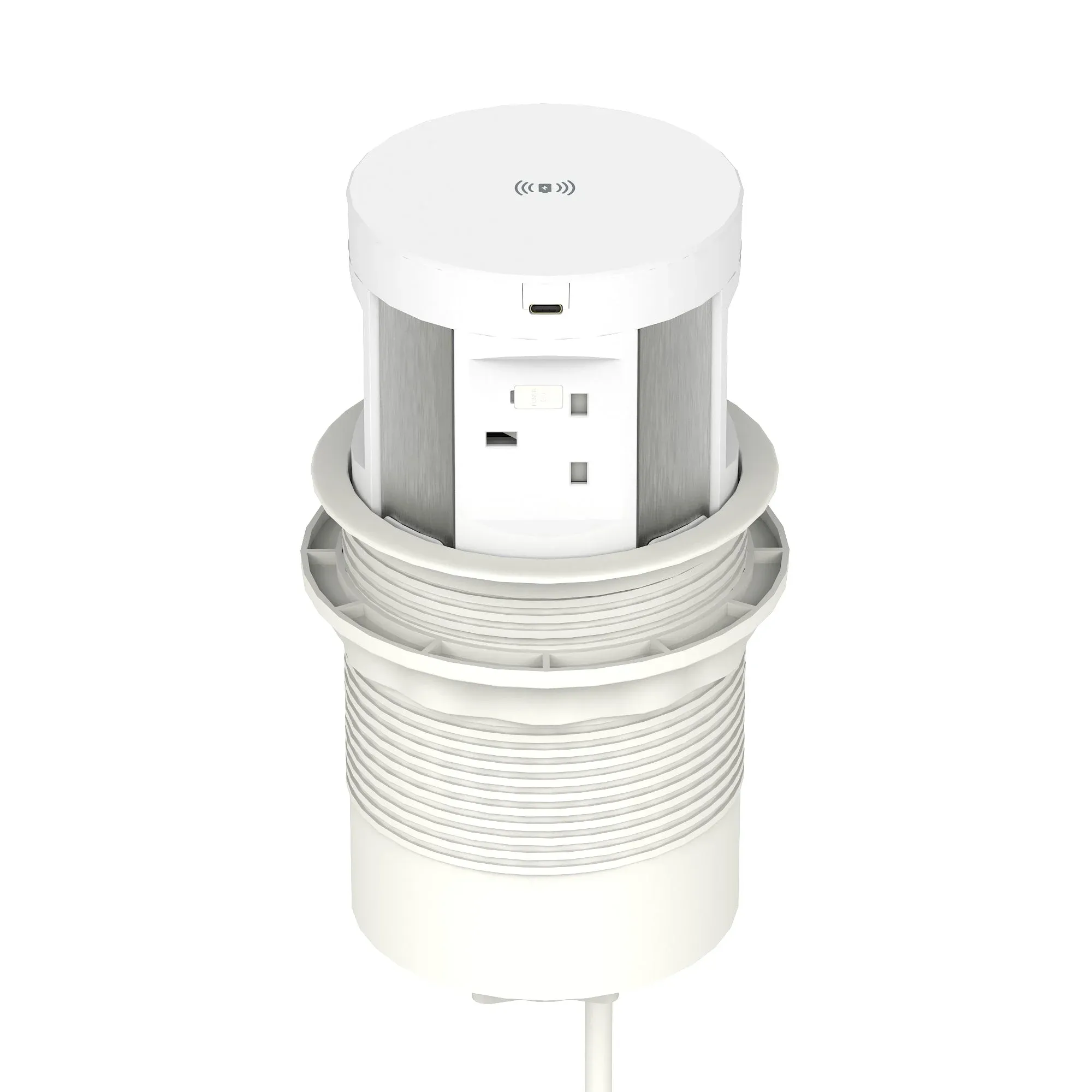 Volta Round Pop Up Power Unit 4x Socket Module with Wireless Charger