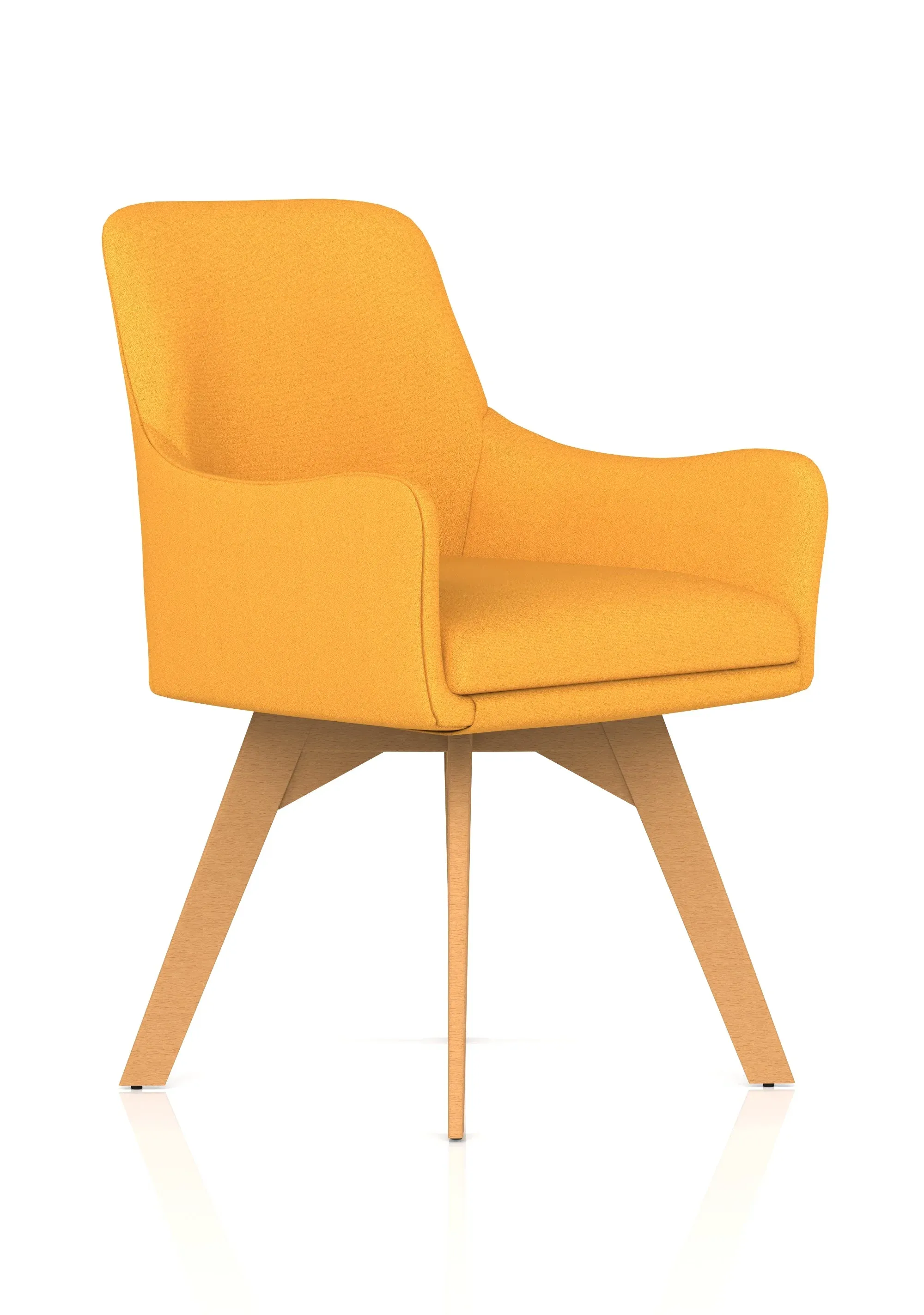 Carmen Grey Fabric Wooden Leg Visitor Chair
