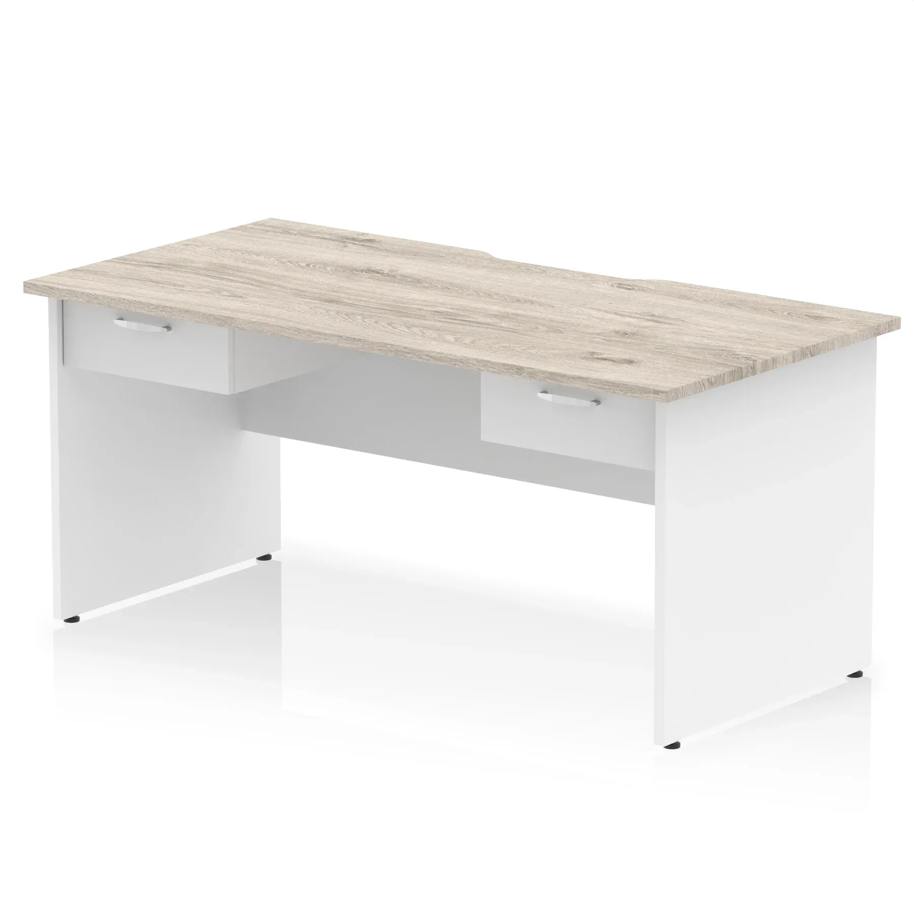 Impulse Scalloped Edge Panel End Straight Desk Frame With Two One Drawer Fixed Pedestals