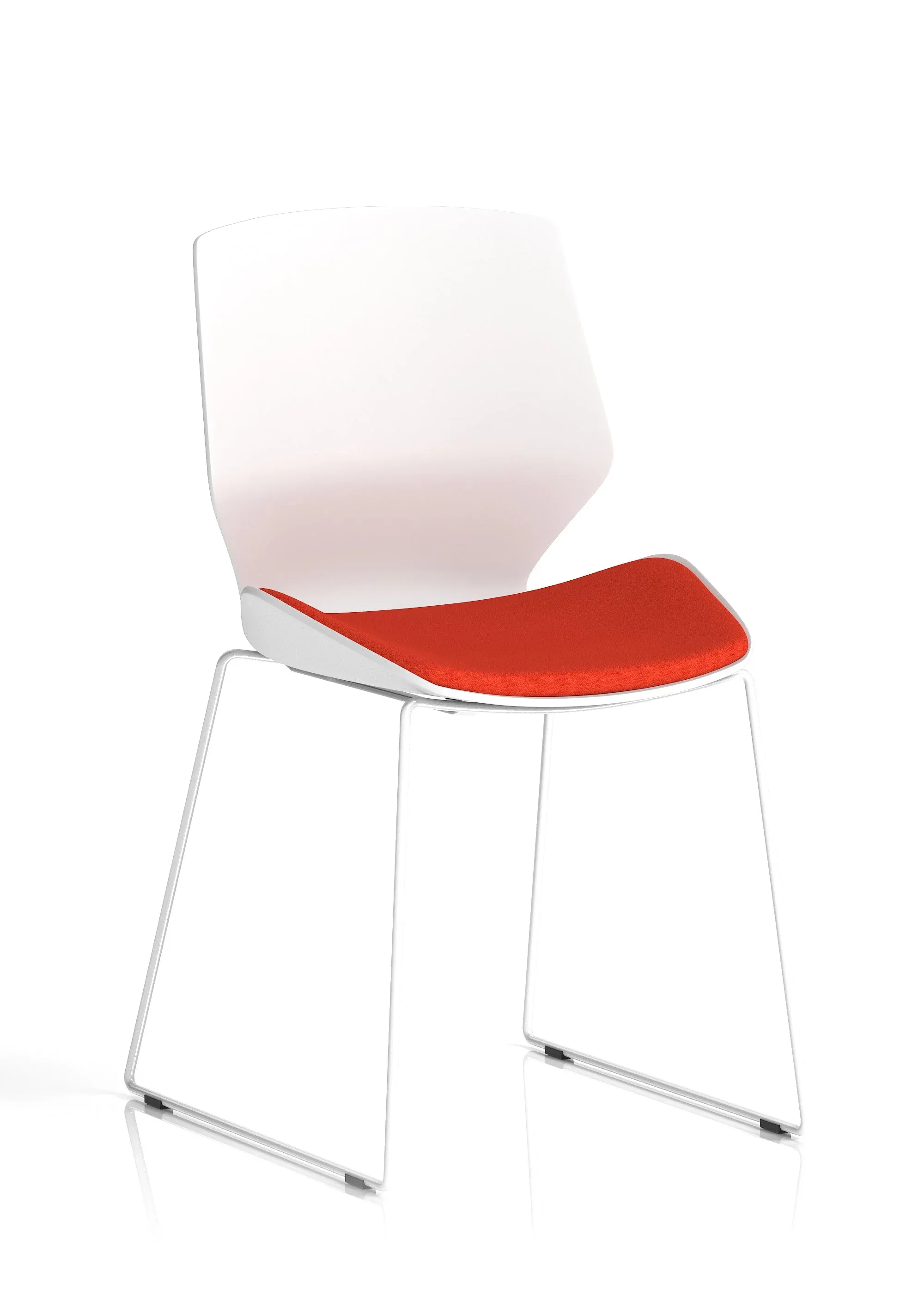 Florence Sled White Frame Fabric Seat Visitor Chair