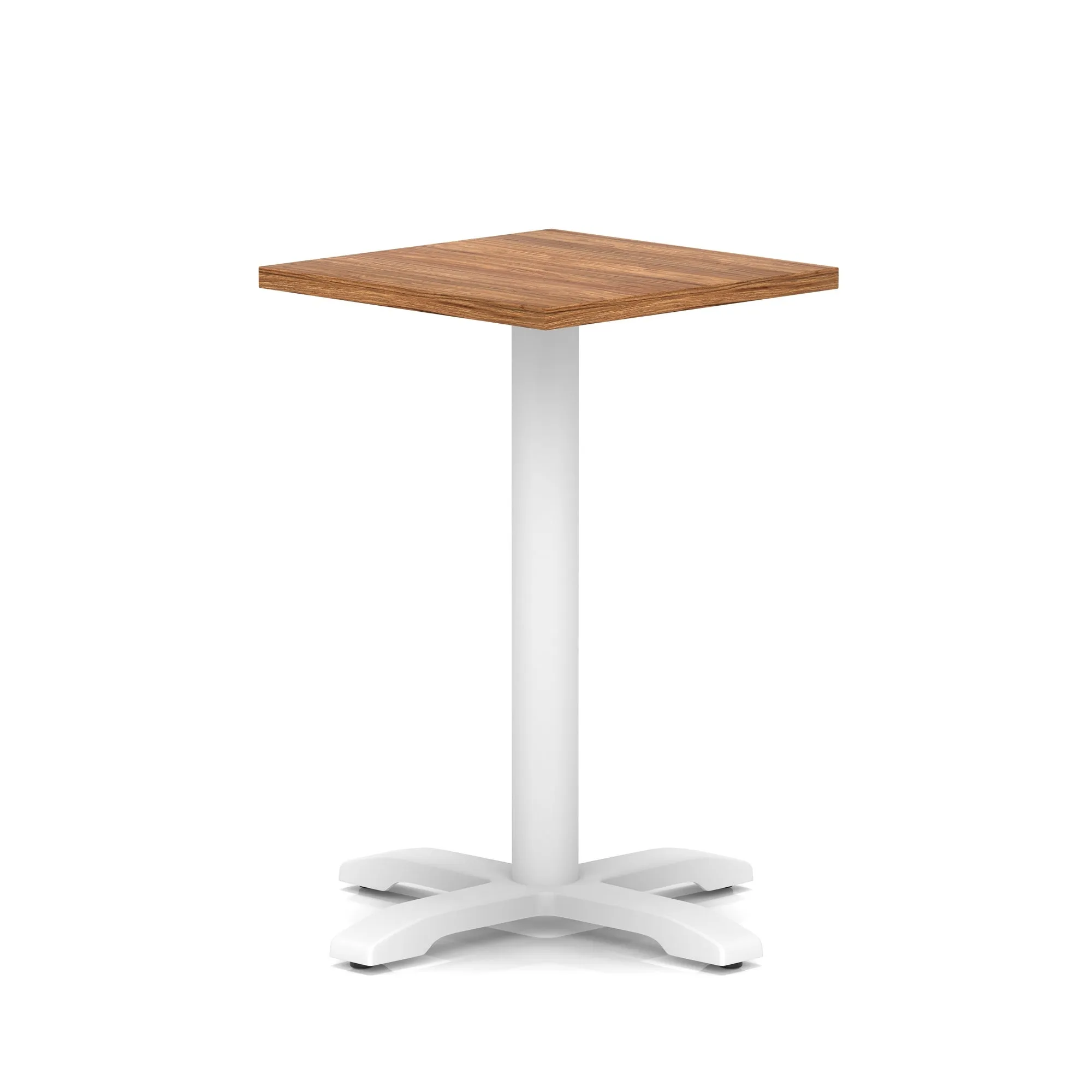 Italia Square Poseur Table With Cross Base White Leg