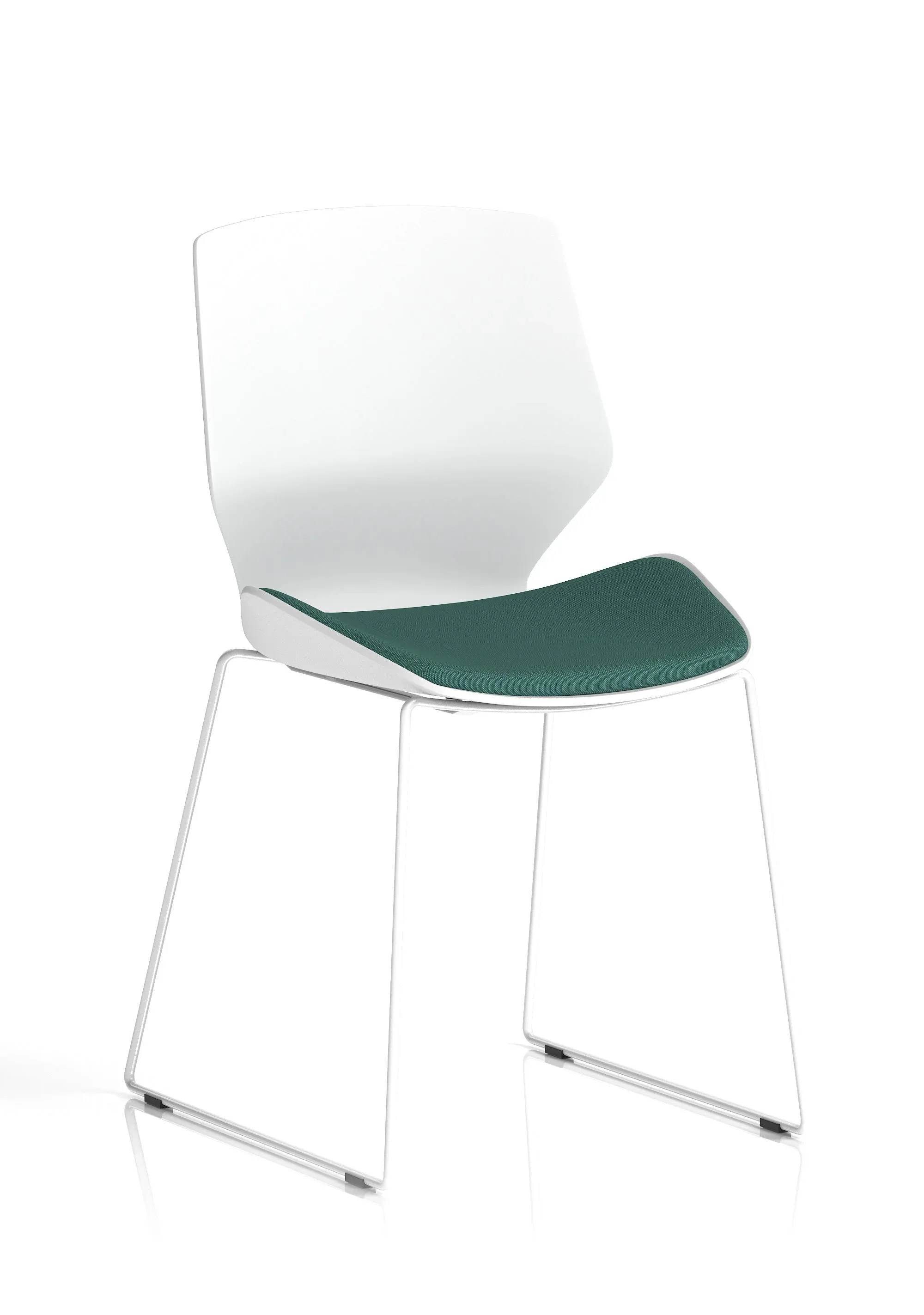 Florence Sled White Frame Fabric Seat Visitor Chair