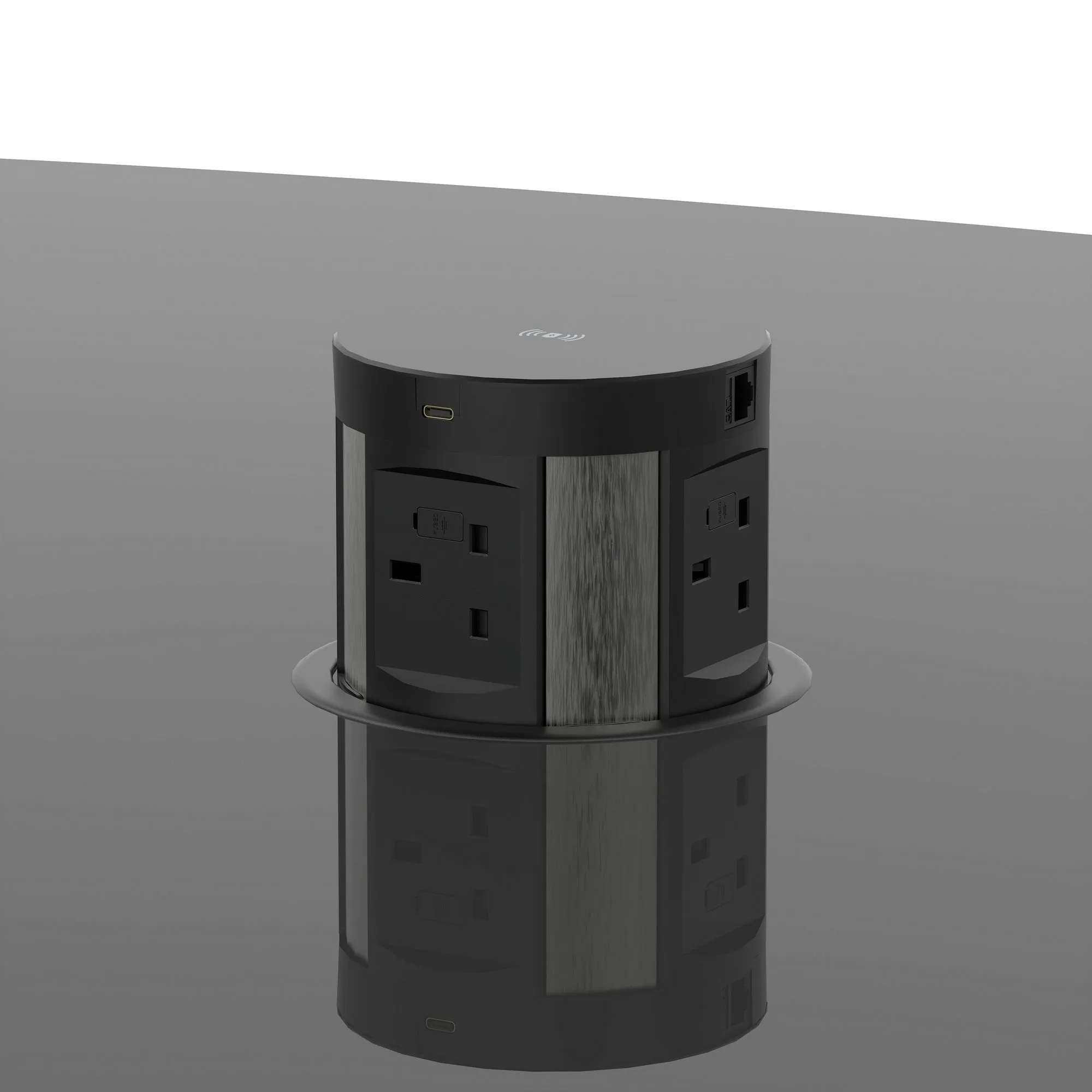 High Gloss Volta Writable Boardroom Table With Pop-up Power Module