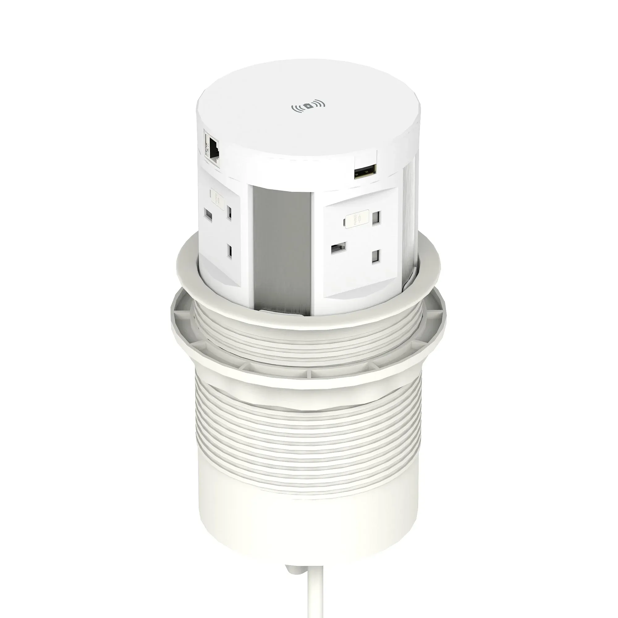 Volta Round Pop Up Power Unit 4x Socket Module with Wireless Charger