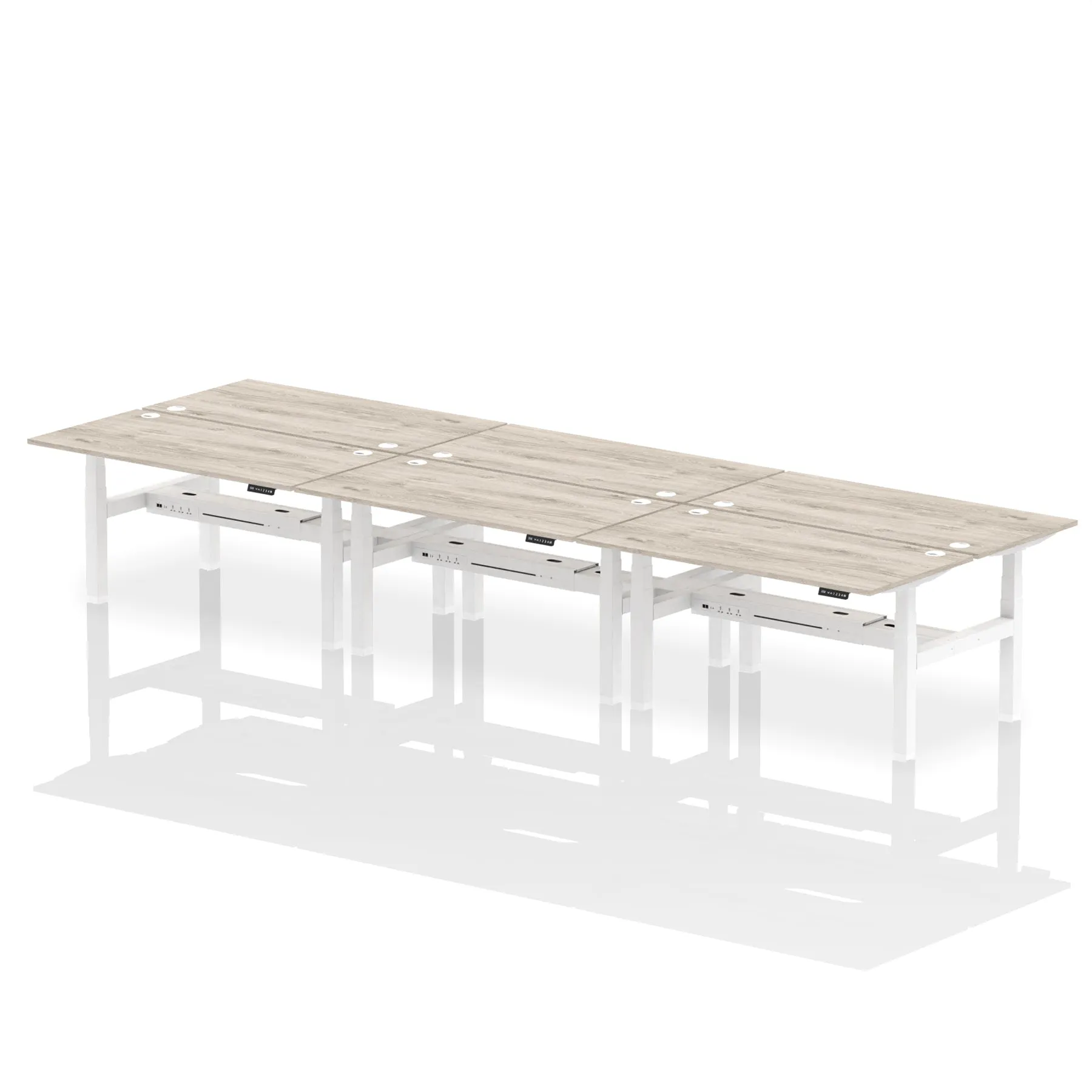 Air Back-to-Back Height Adjustable Bench Desk - 6 Person
