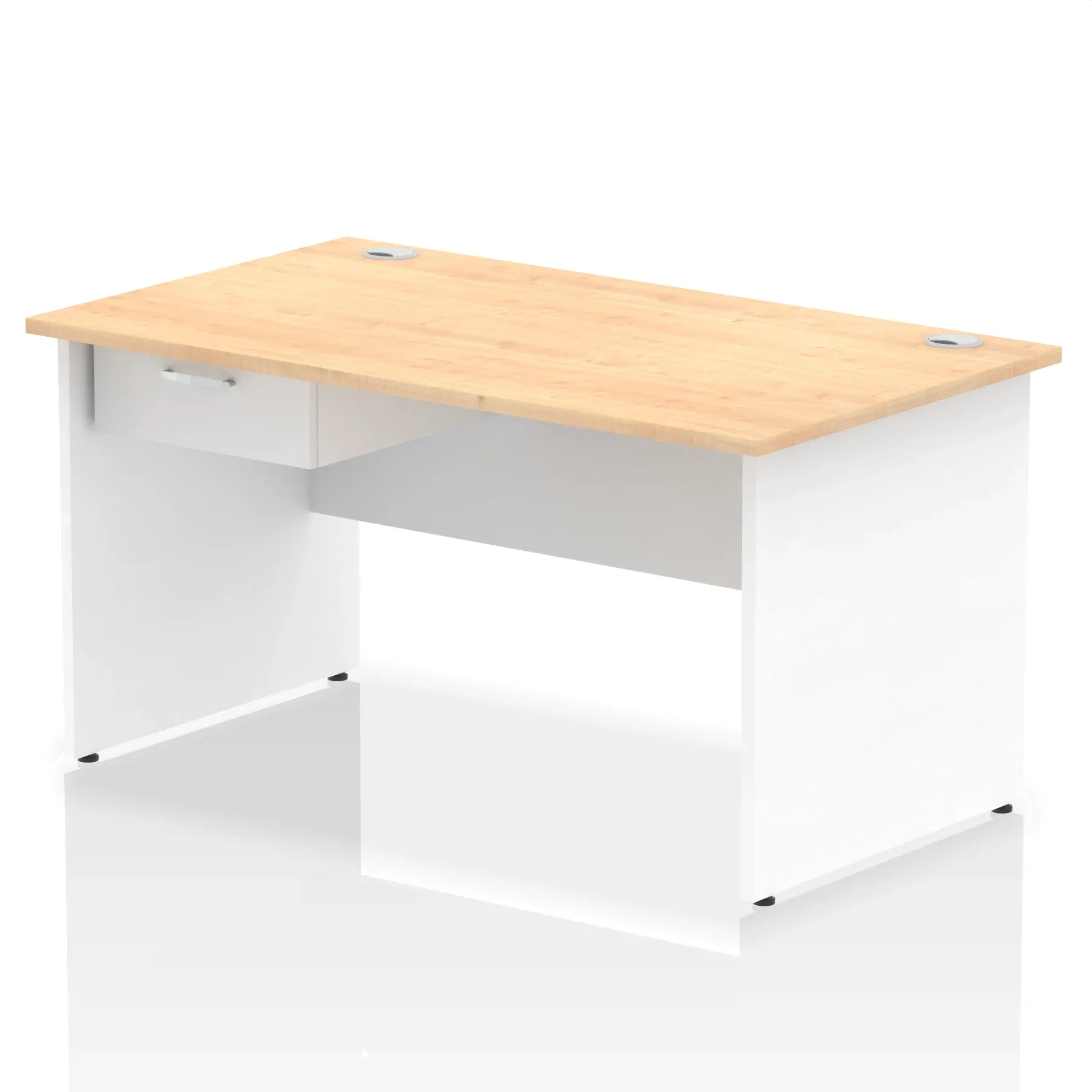 Impulse Panel End Straight Desk Frame With Single One Drawer Fixed Pedestal