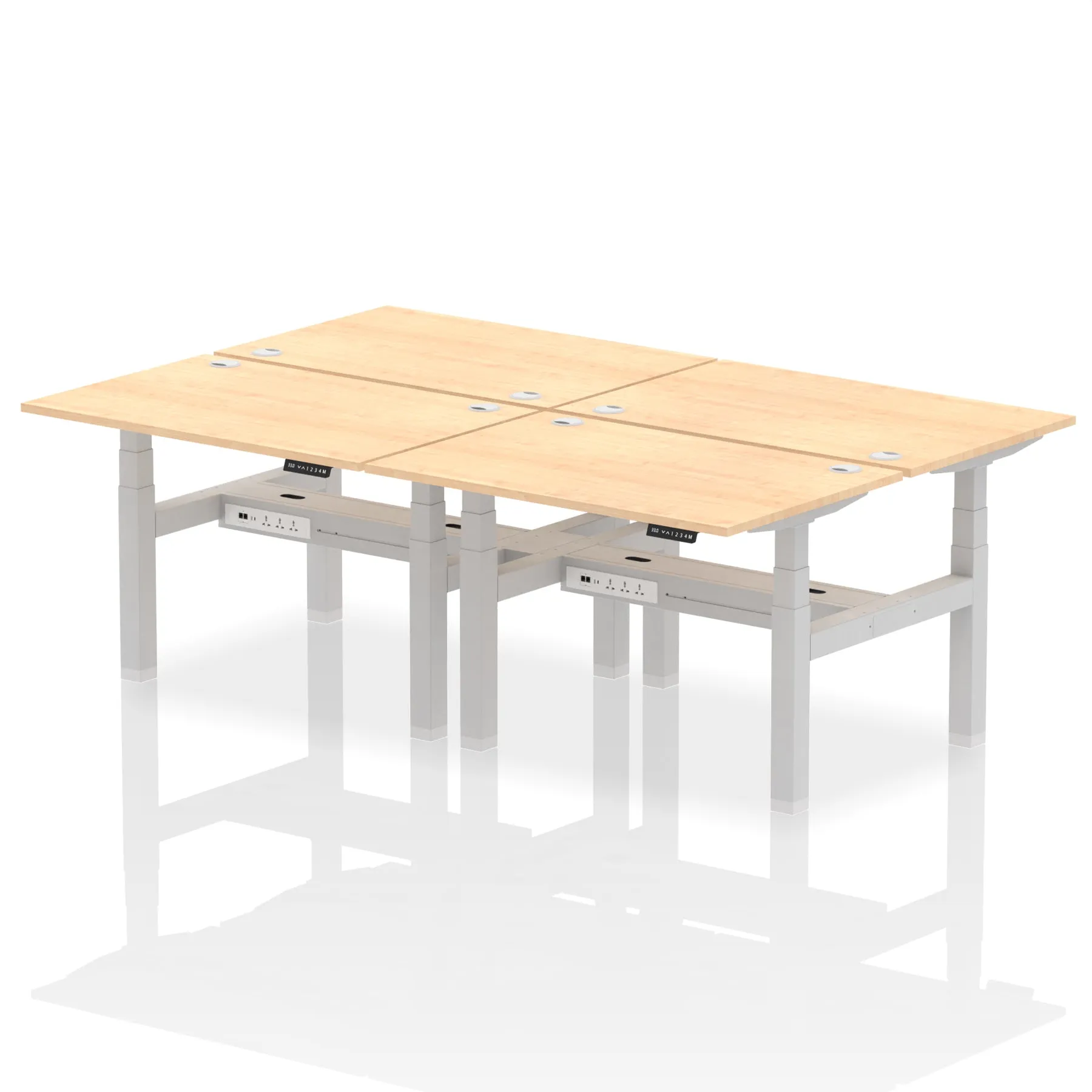 Air Back-to-Back Height Adjustable Bench Desk - 4 Person