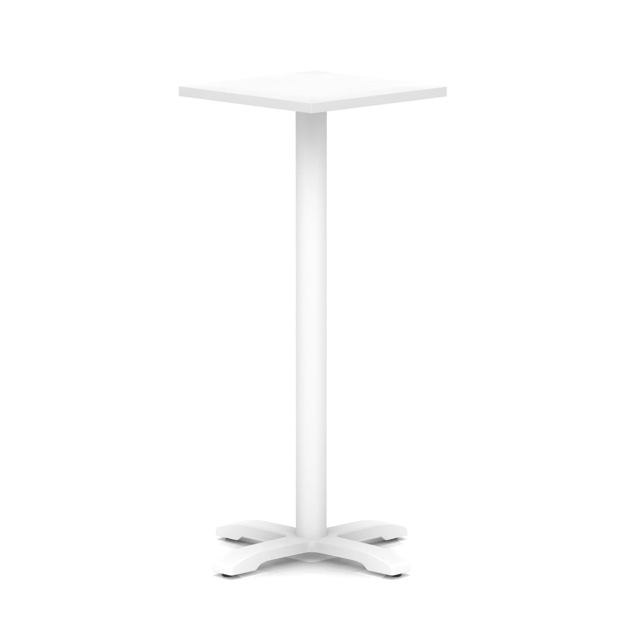 Italia Square Poseur Table With Cross Base White Leg