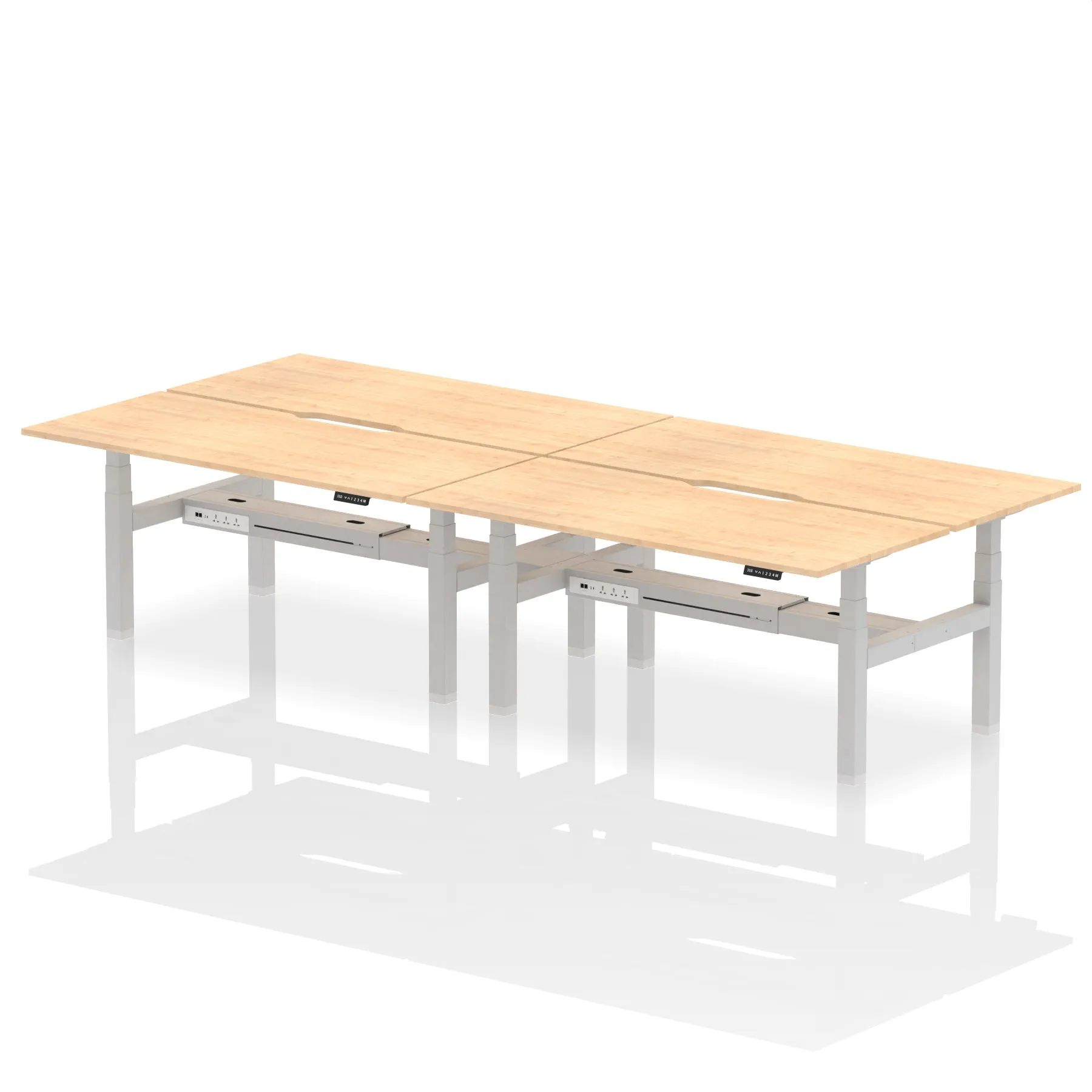 Air Back-to-Back Scalloped Edge Height Adjustable Bench Desk - 4 Person