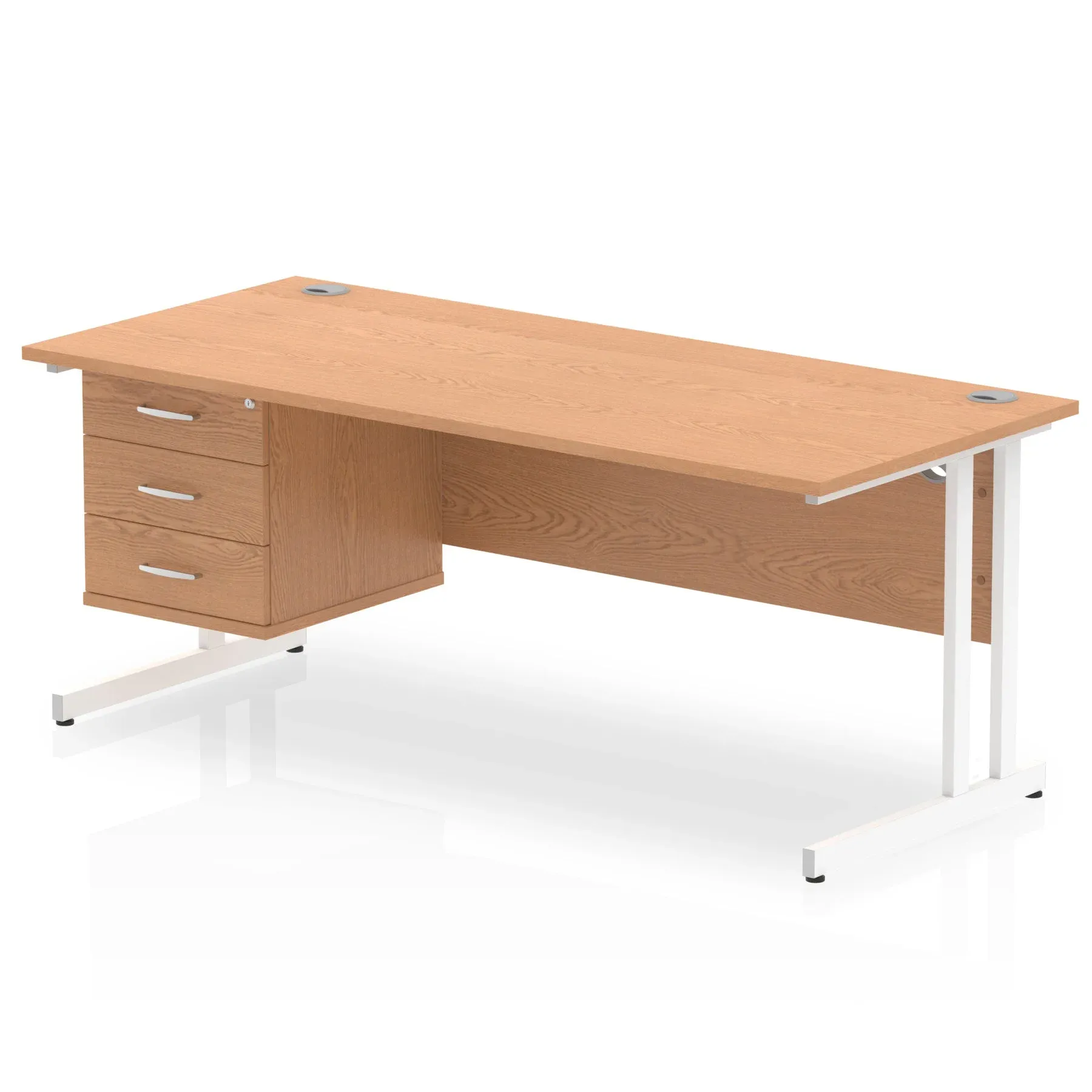 EE - Impulse 1800mm Cantilever Straight Desk With Single Fixed Pedestal
