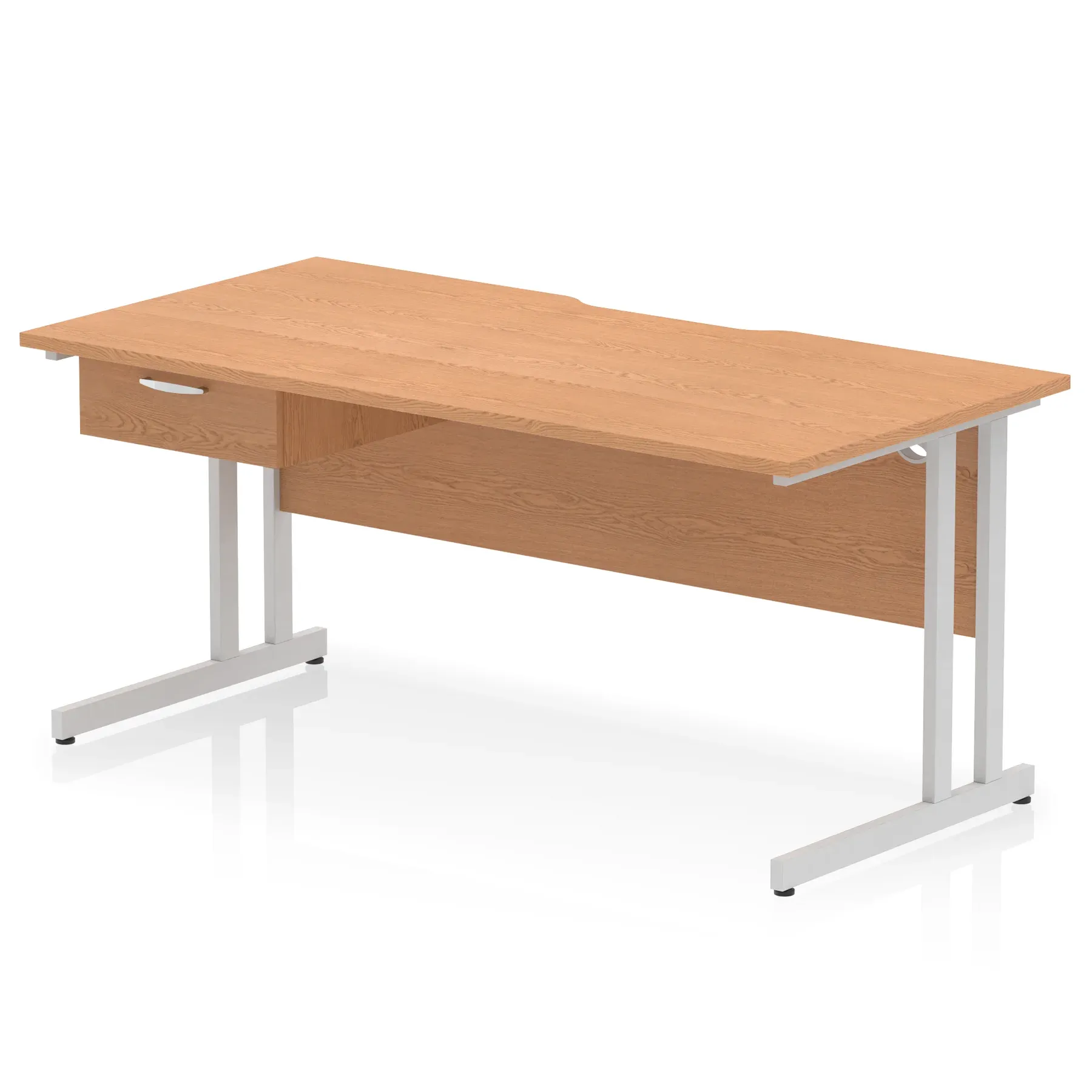 Impulse Scalloped Edge Cantilever Straight Desk With Single One Drawer Fixed Pedestal