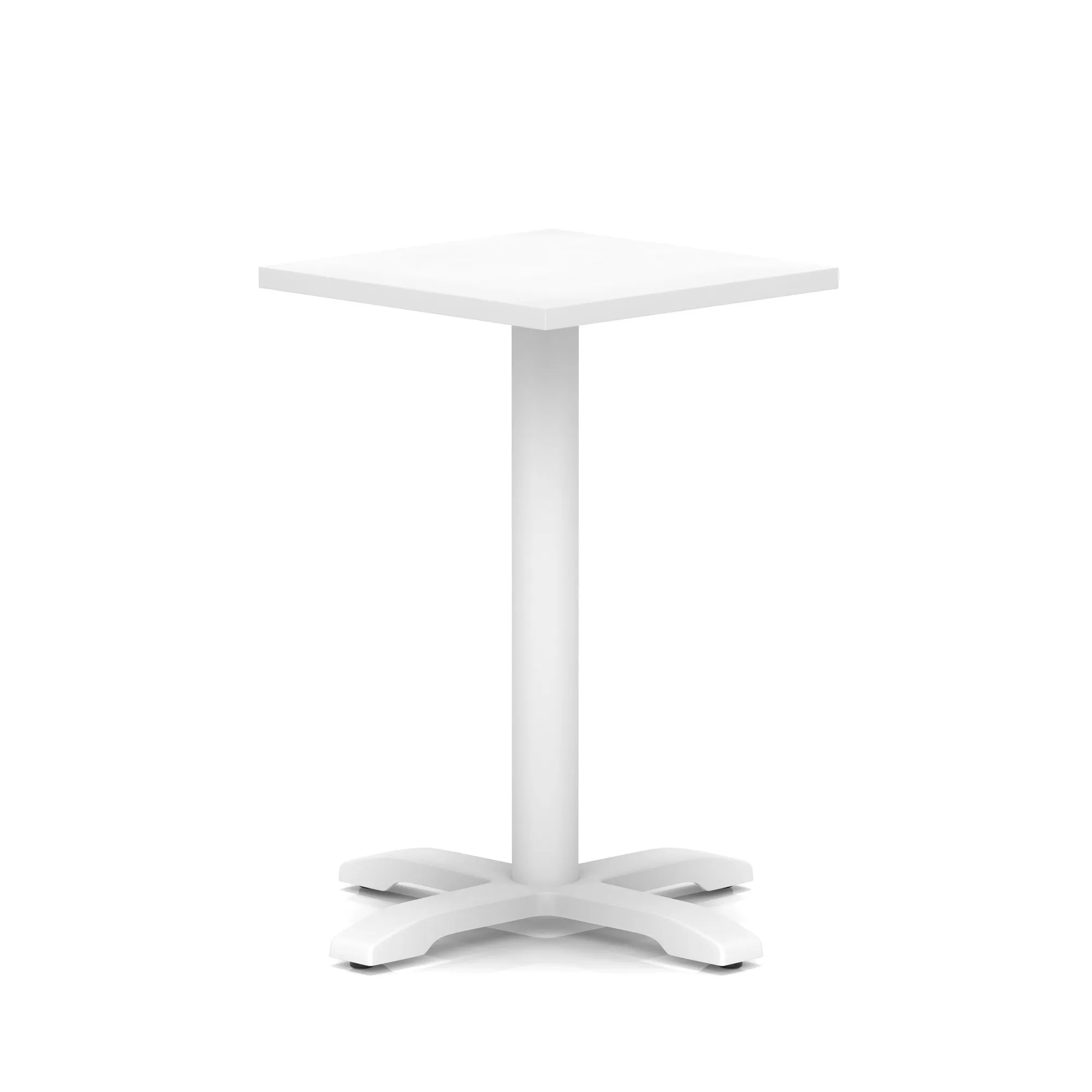 Italia Square Poseur Table With Cross Base White Leg