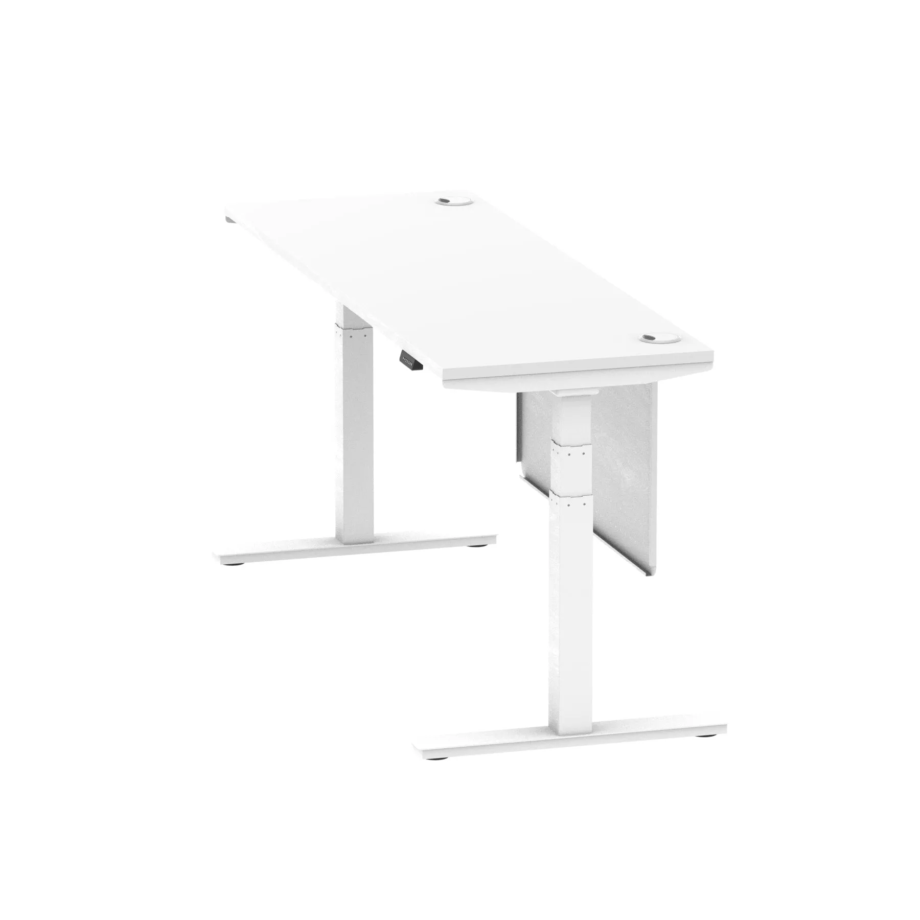 EE - Air Height Adjustable Slimline Desk With Cable Ports With Steel Modesty Panel