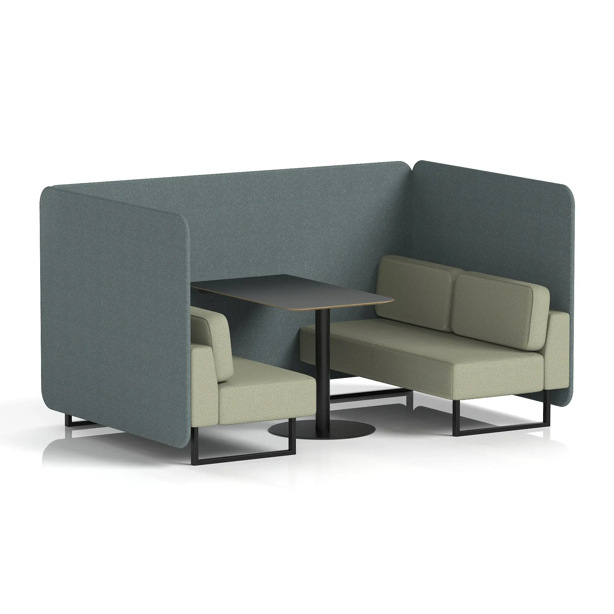 Brixworth Bench Booth With Black Table In Two Tone