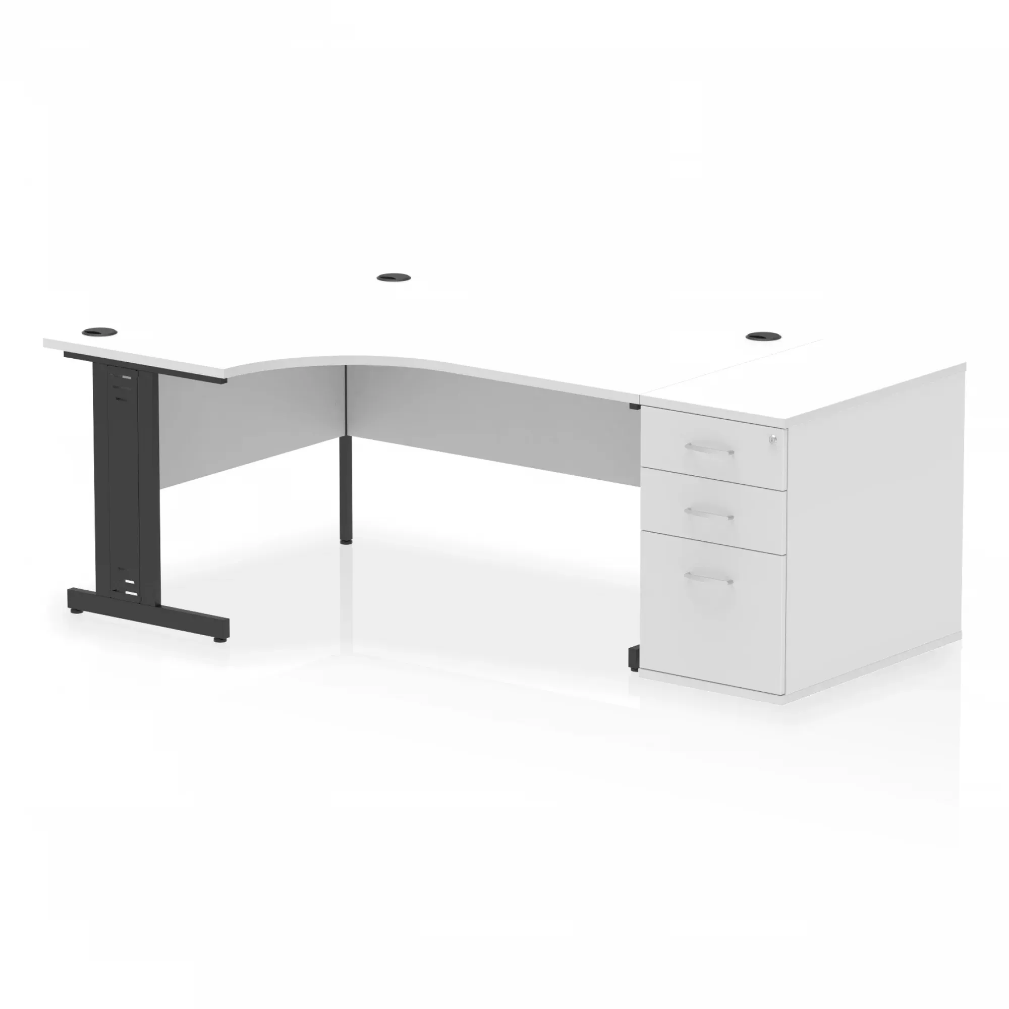 Impulse 1600mm Cable Managed Left Crescent Desk Workstation