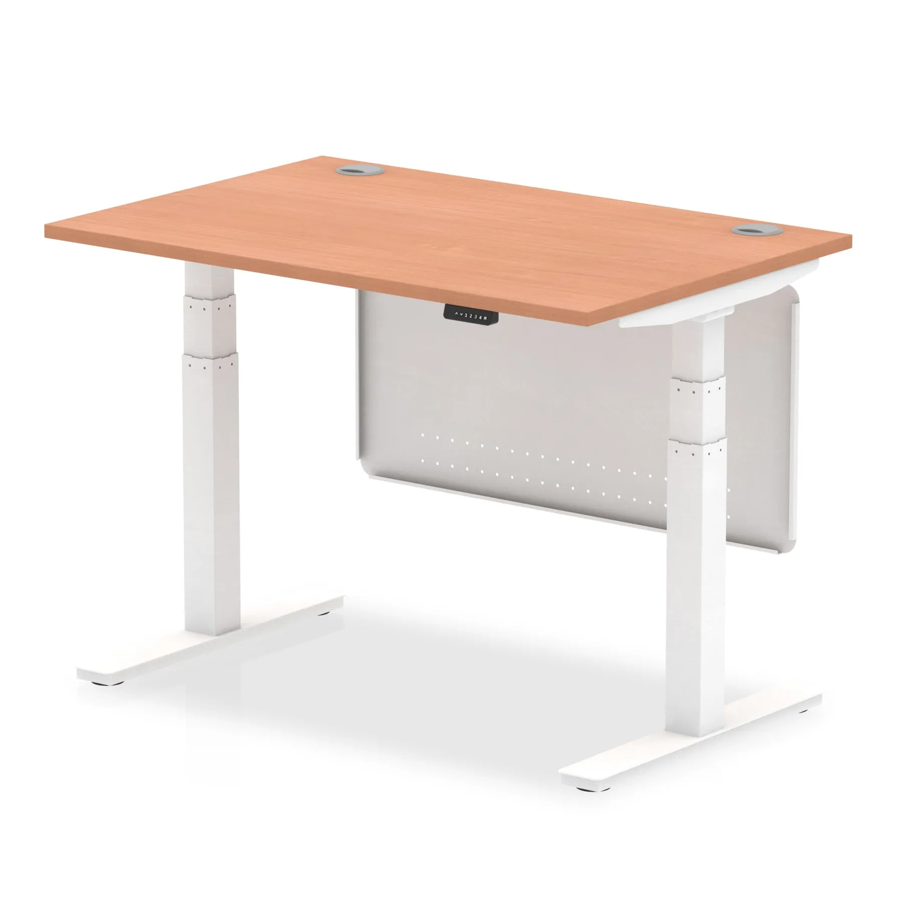 EE - Air Height Adjustable Desk with Cable Ports with Steel Modesty Panel