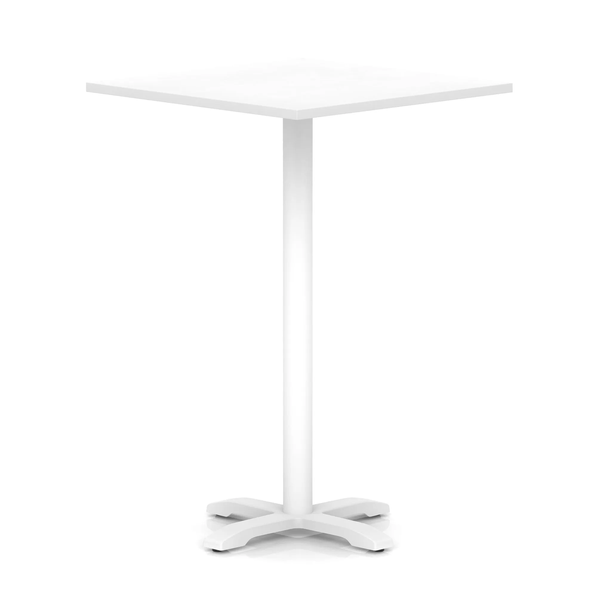 Italia Square Poseur Table With Cross Base White Leg