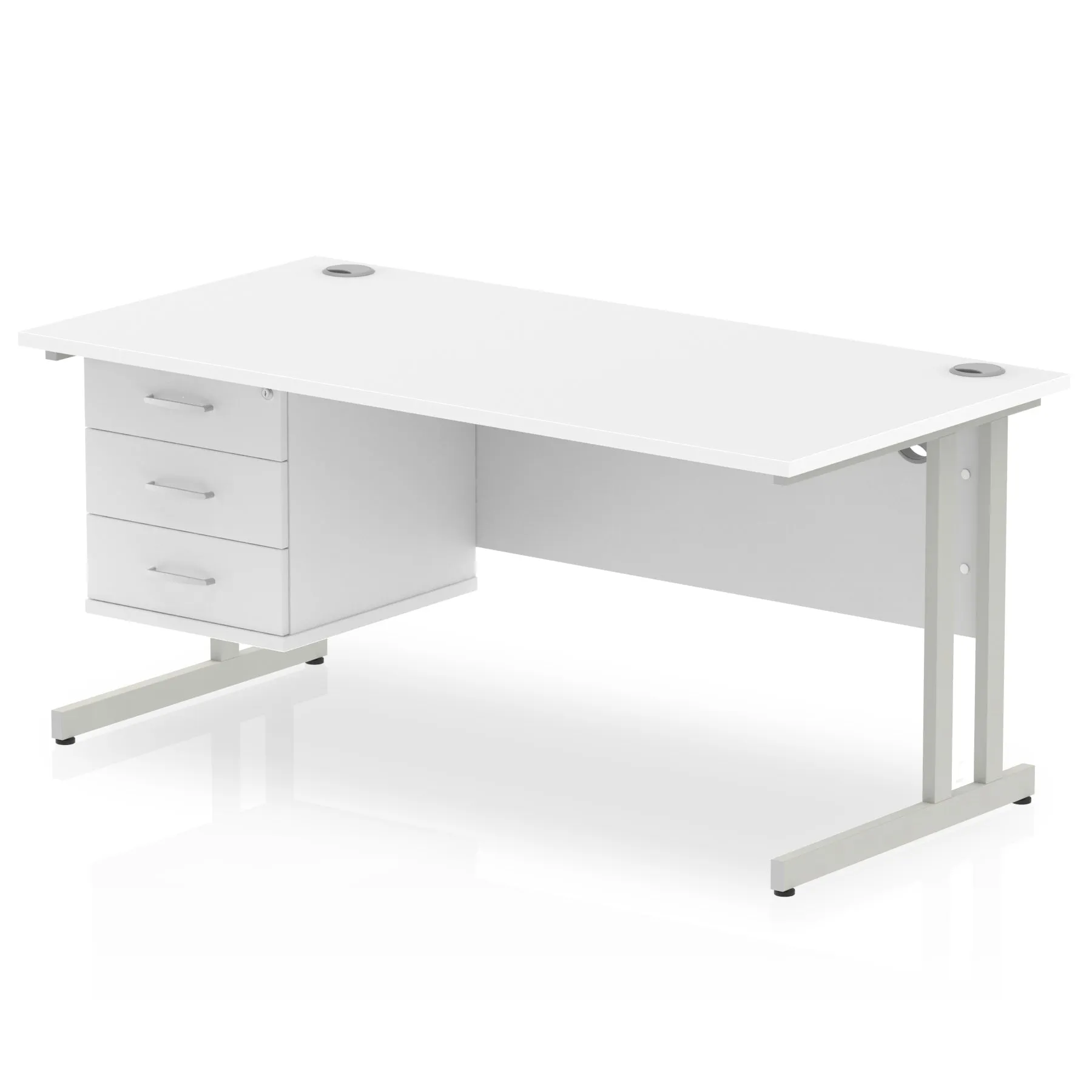 EE - Impulse 1600mm Cantilever Straight Desk With Single Fixed Pedestal