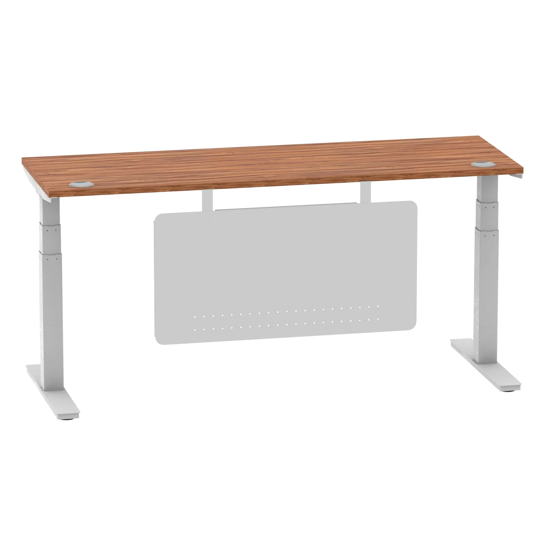 EE - Air Height Adjustable Slimline Desk With Cable Ports With Steel Modesty Panel