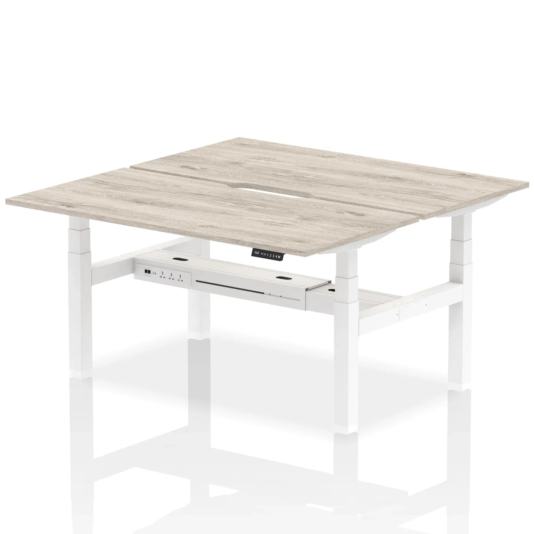 Air Back-to-Back Scalloped Edge Height Adjustable Bench Desk - 2 Person