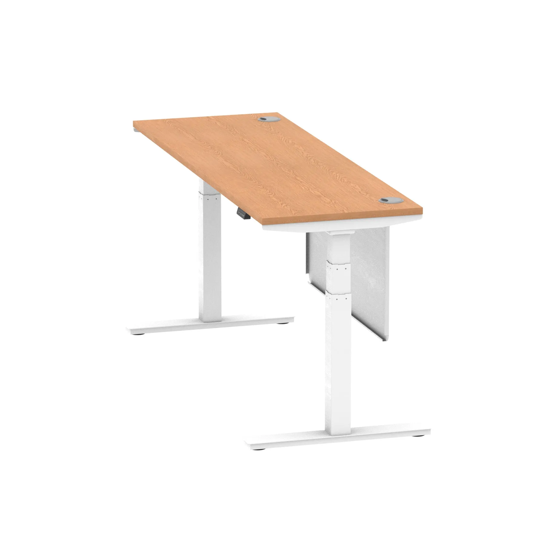 EE - Air Height Adjustable Slimline Desk With Cable Ports With Steel Modesty Panel