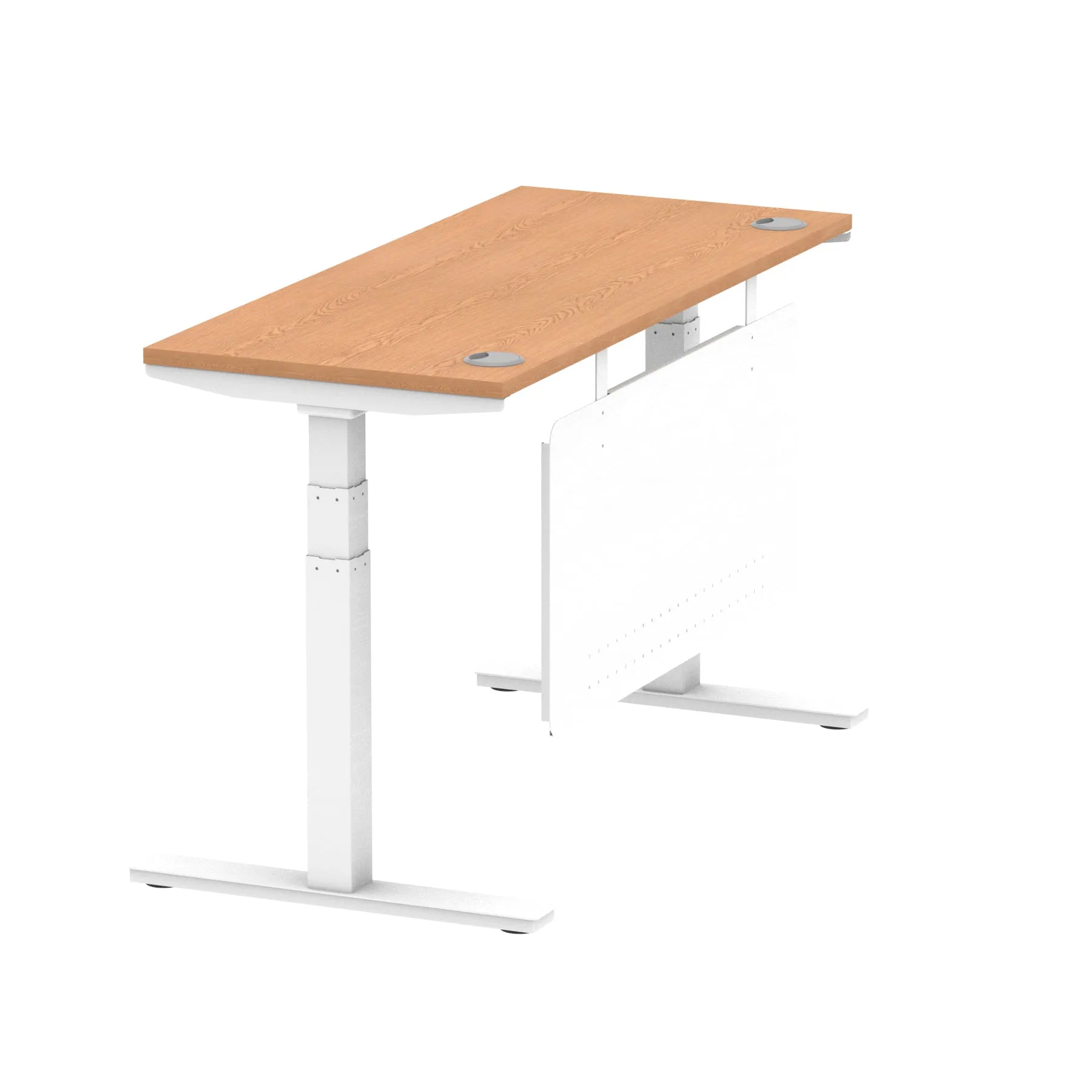 EE - Air Height Adjustable Slimline Desk With Cable Ports With Steel Modesty Panel