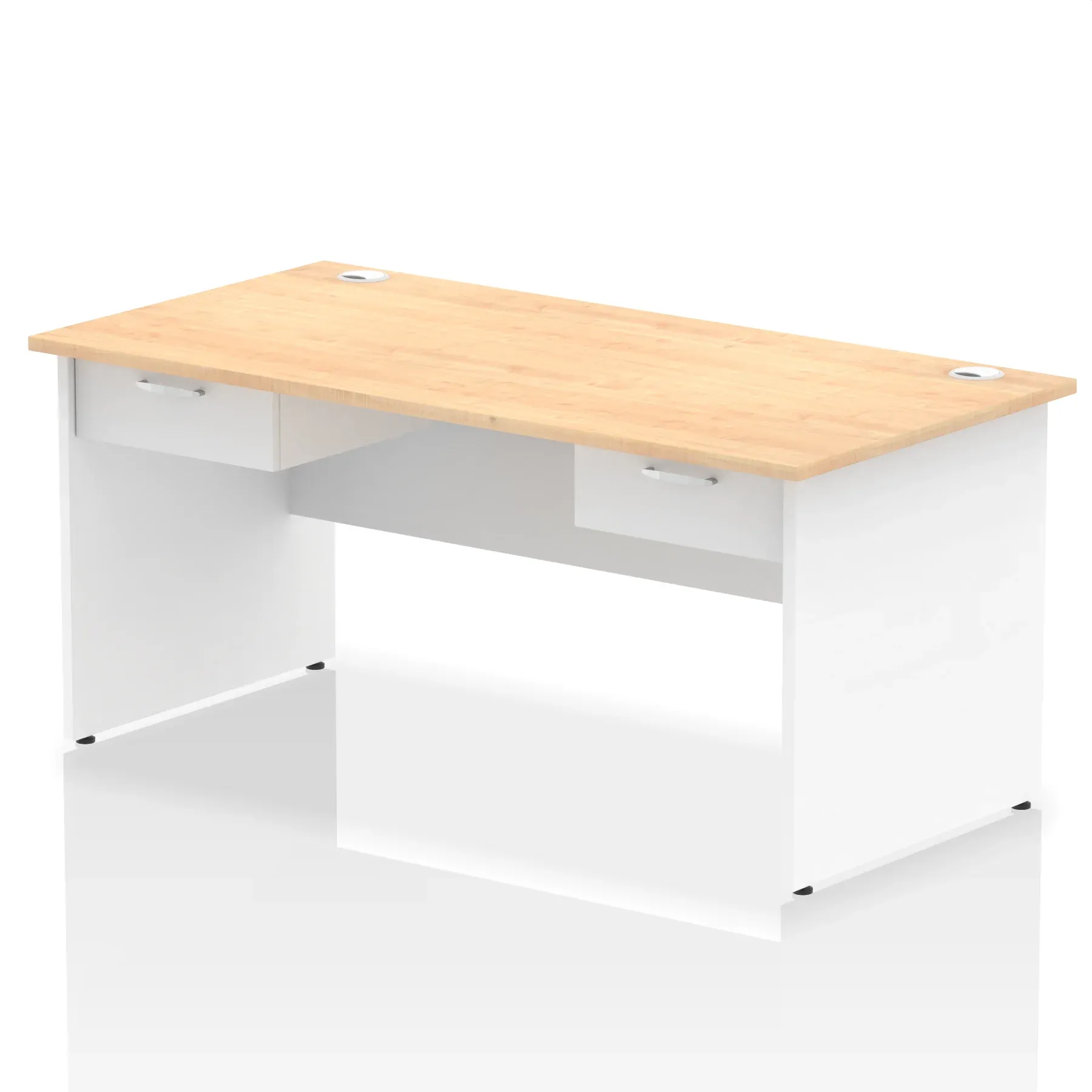 Impulse Panel End Straight Desk Frame With Two One Drawer Fixed Pedestals