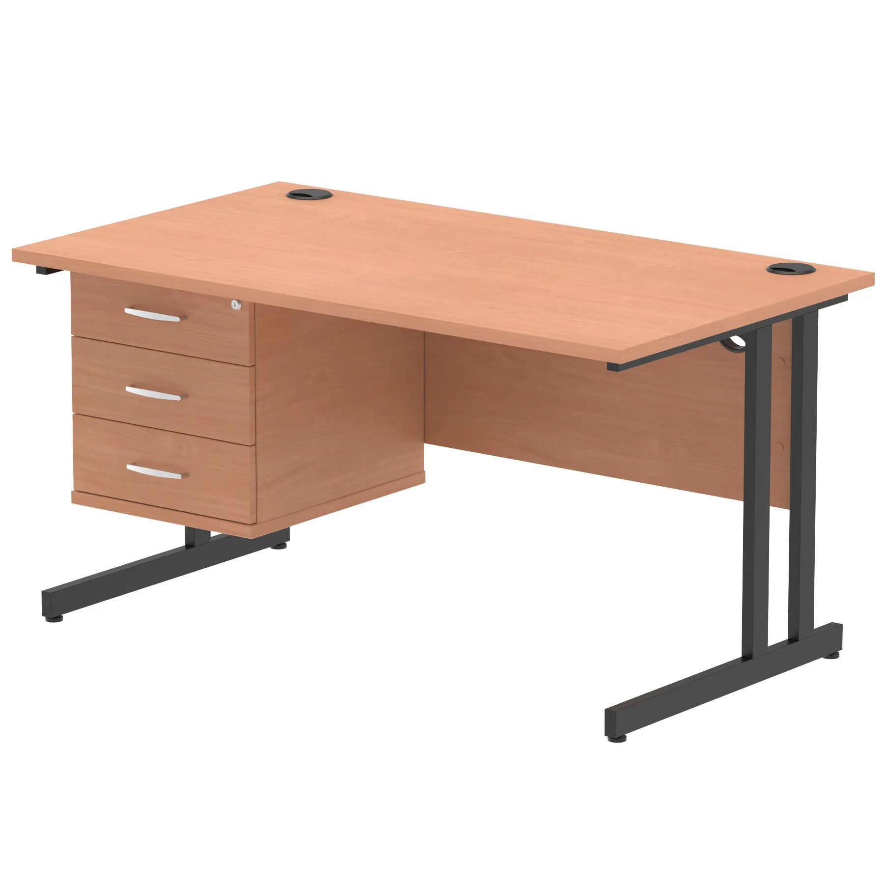 OE - Impulse 1400mm Cantilever Straight Desk With Single Fixed Pedestal