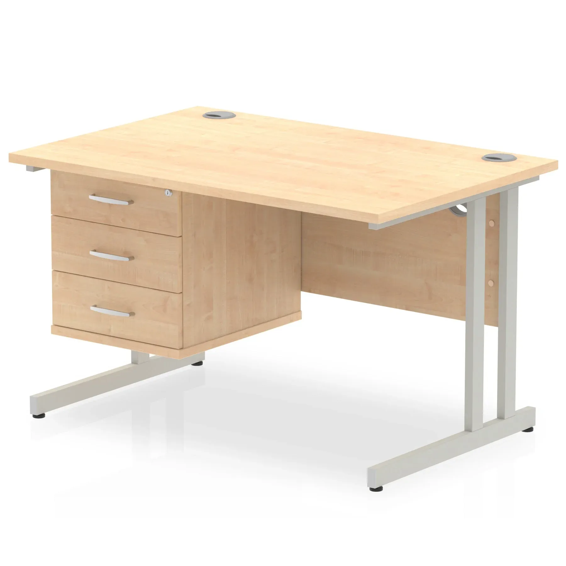 OE - Impulse 1200mm Cantilever Straight Desk With Single Fixed Pedestal