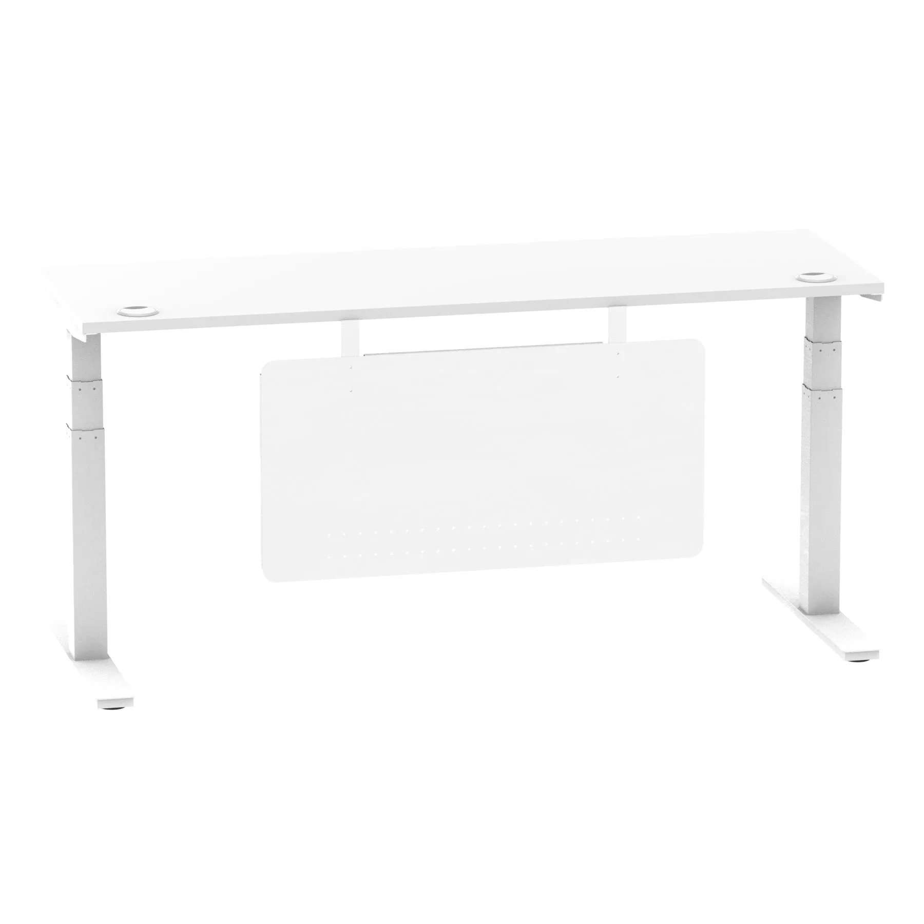 EE - Air Height Adjustable Slimline Desk With Cable Ports With Steel Modesty Panel