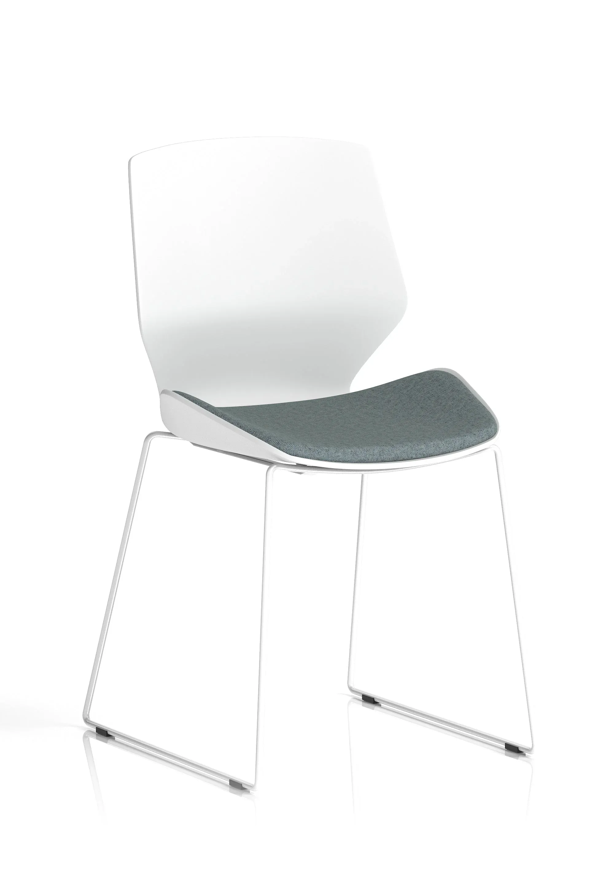 Florence Sled White Frame Fabric Seat Visitor Chair