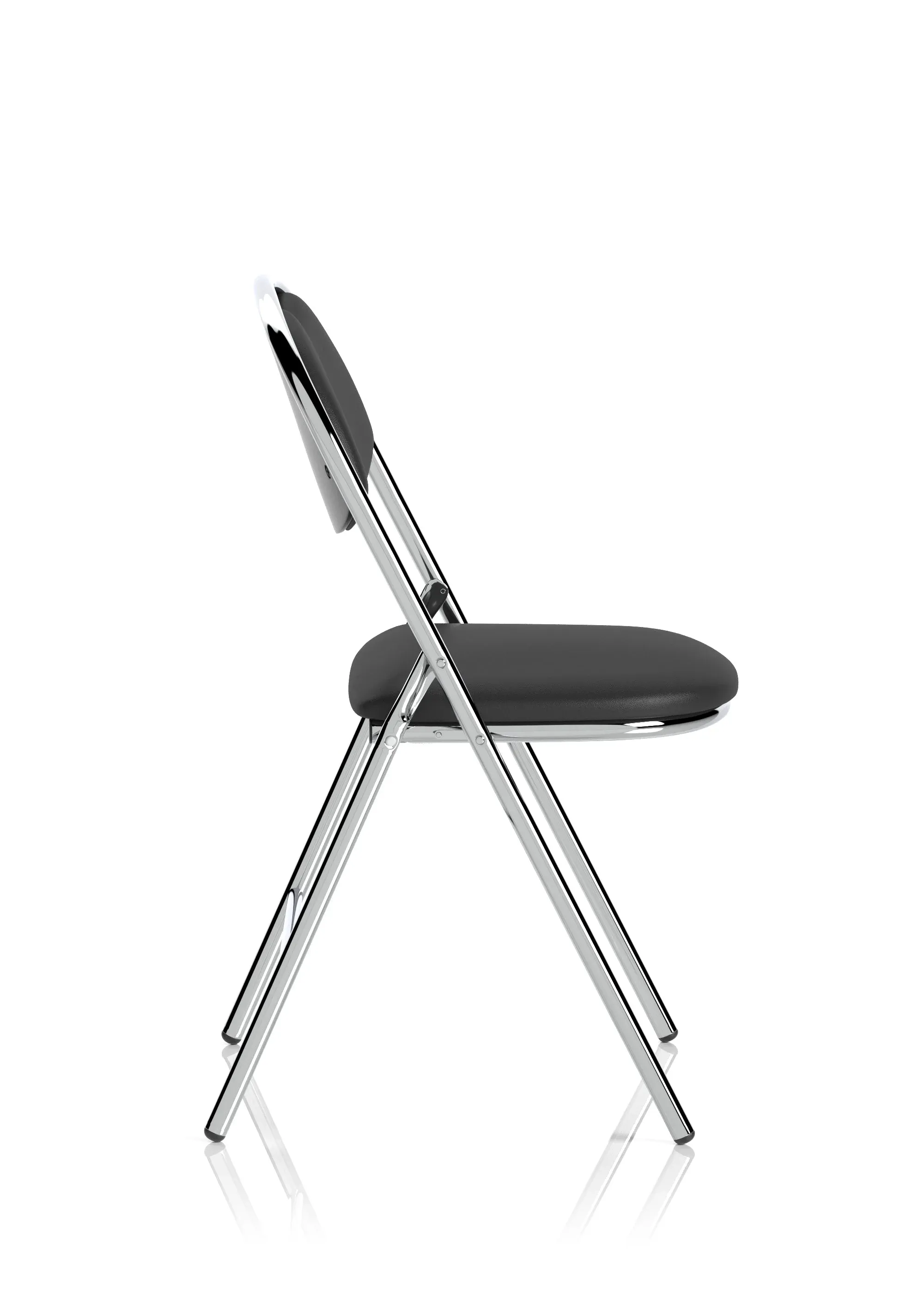 EE - Milan High Back Black Vinyl Chrome Frame Folding Visitor Chair