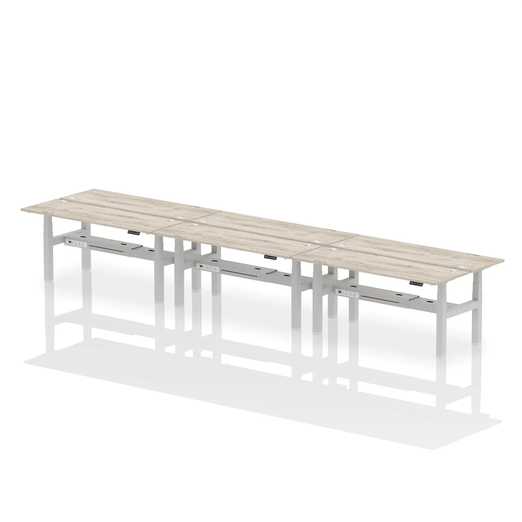 Air Back-to-Back Slimline Height Adjustable Bench Desk - 6 Person