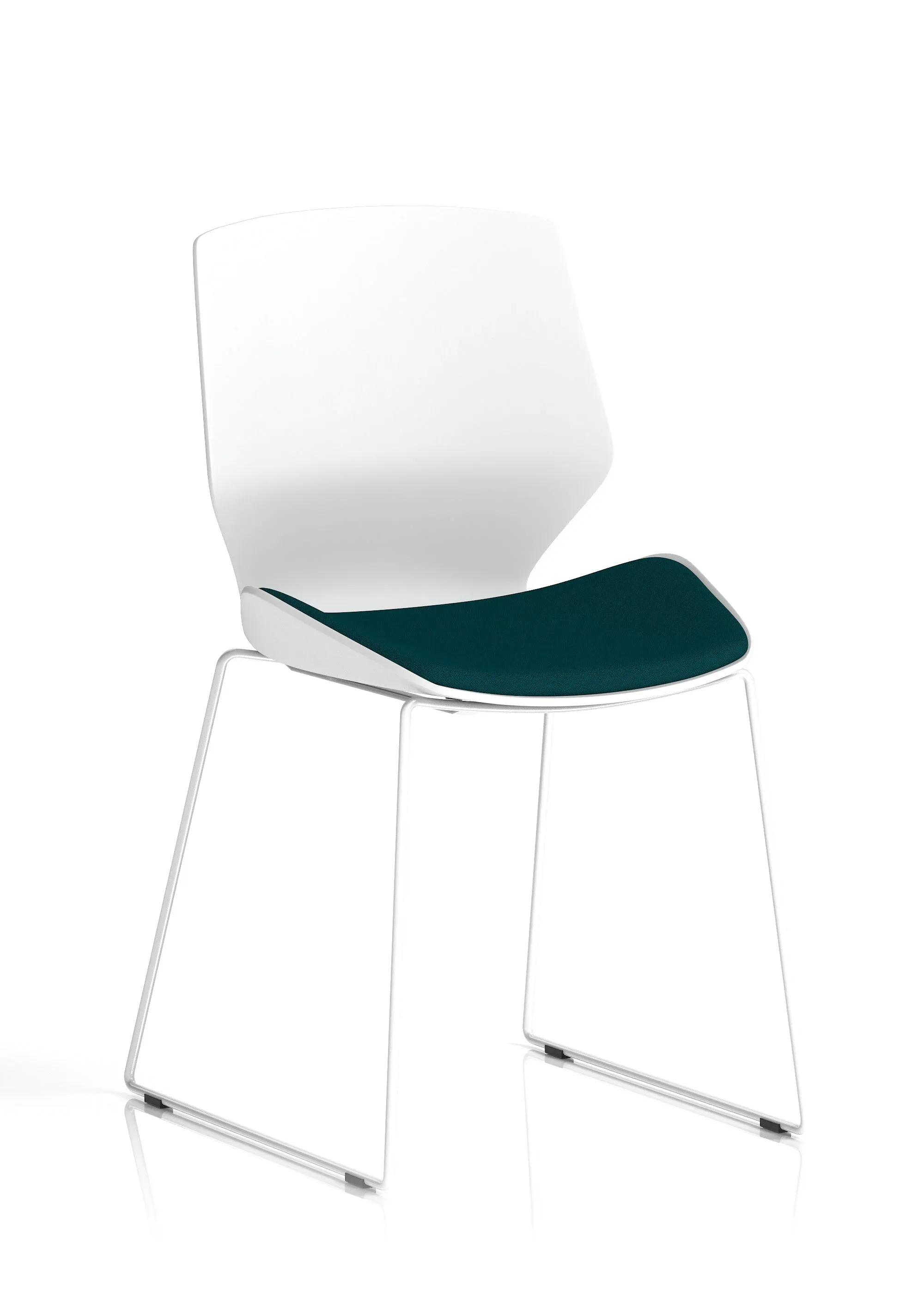 Florence Sled White Frame Fabric Seat Visitor Chair