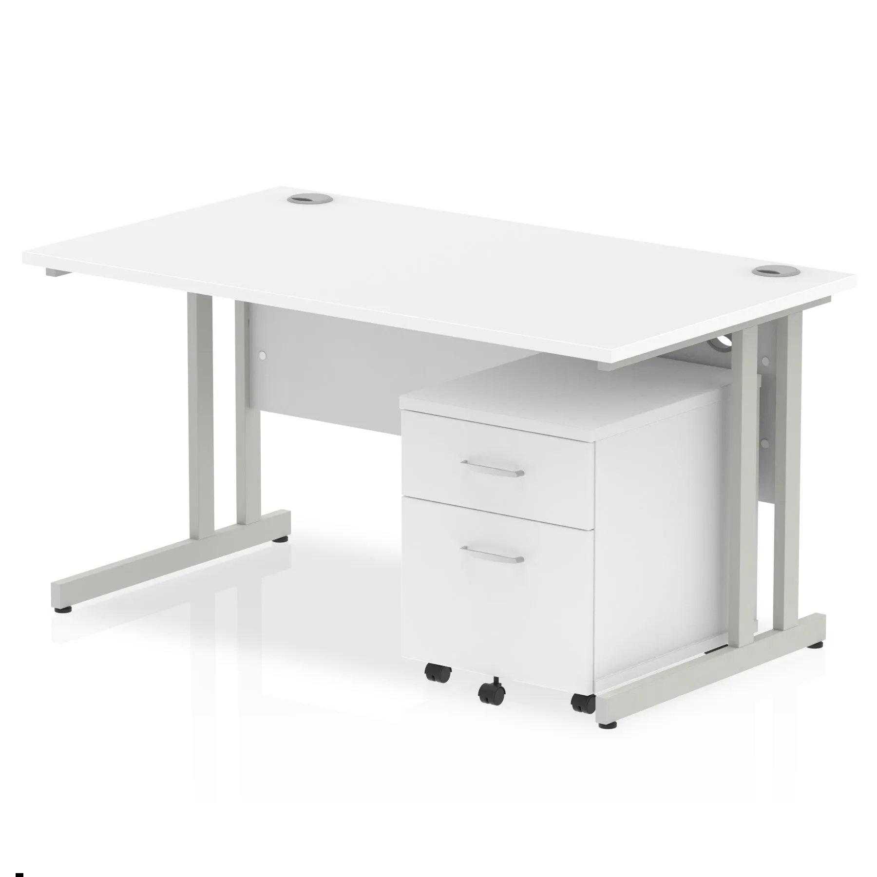 EE - Impulse 1400mm Cantilever Straight Desk With Mobile Pedestal